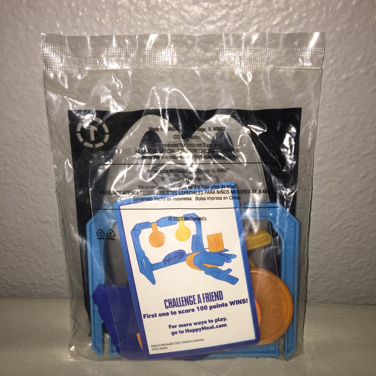 New 3 Nerf #1 / #2 / 5 Disk Blaster / Hoop / Sink Disk McDonald's FF Toy Lot