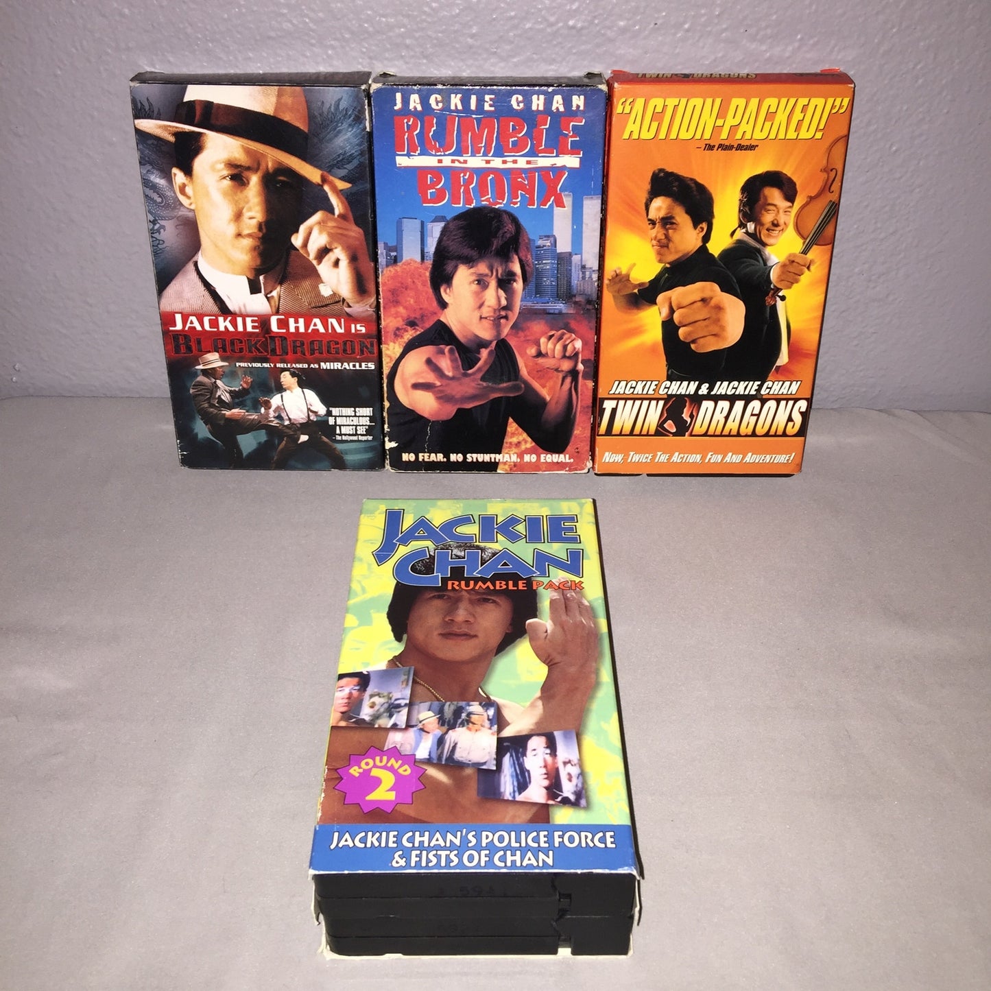 Vhs Used Jackie Chan Black Dragon / Rumble In The Bronx / Twin Dragons + 2 Pack