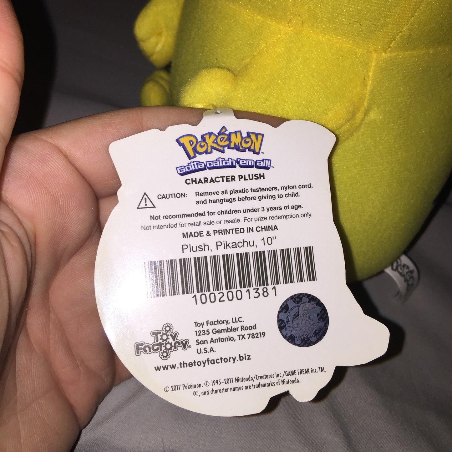 New Nwt Pokemon 10" Pikachu Plush 2017 Toy Factory Nintendo Game Freak Pokémon