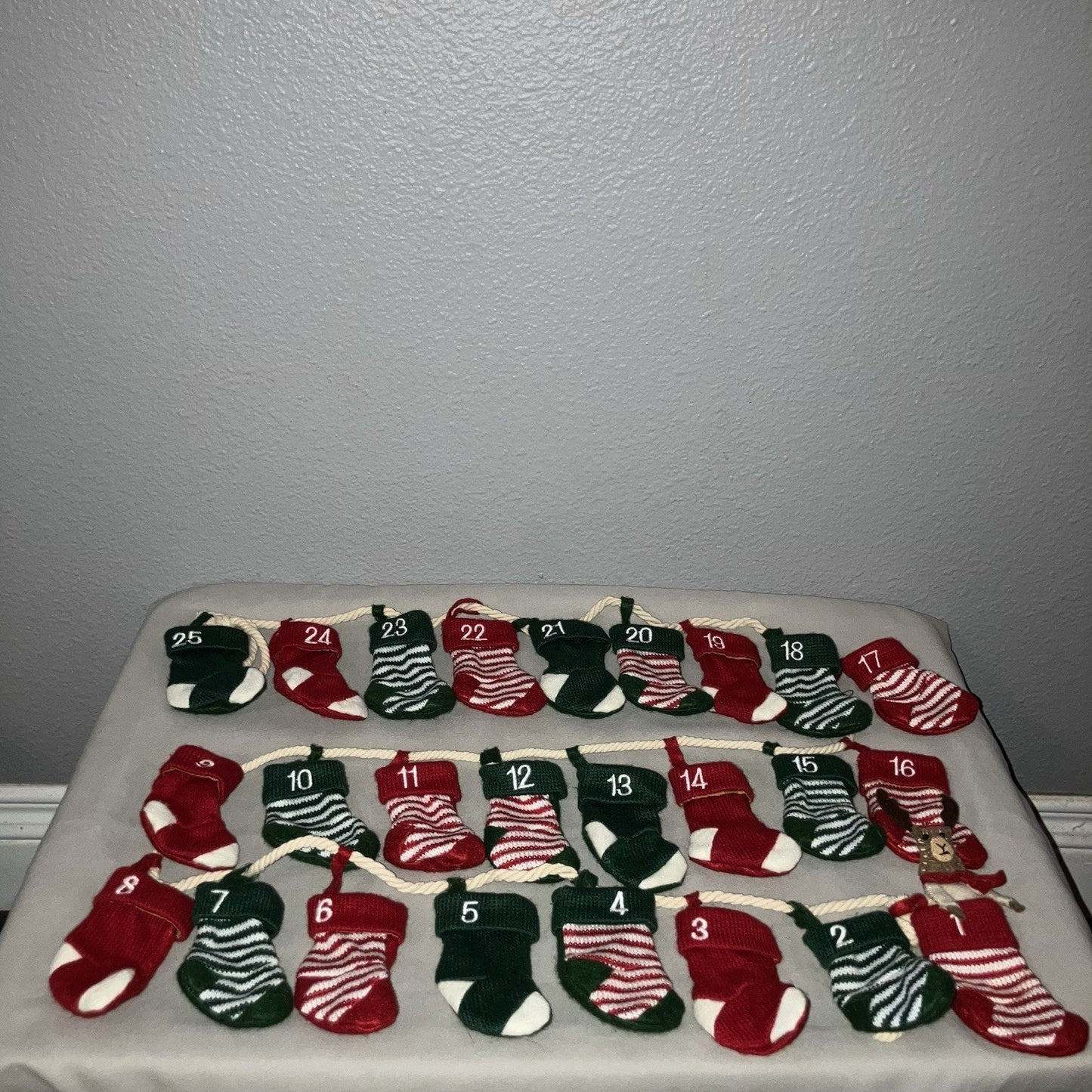 Vintage 25 Days Of Christmas Mini Stocking Mantle Advent Calender Xmas Ornament