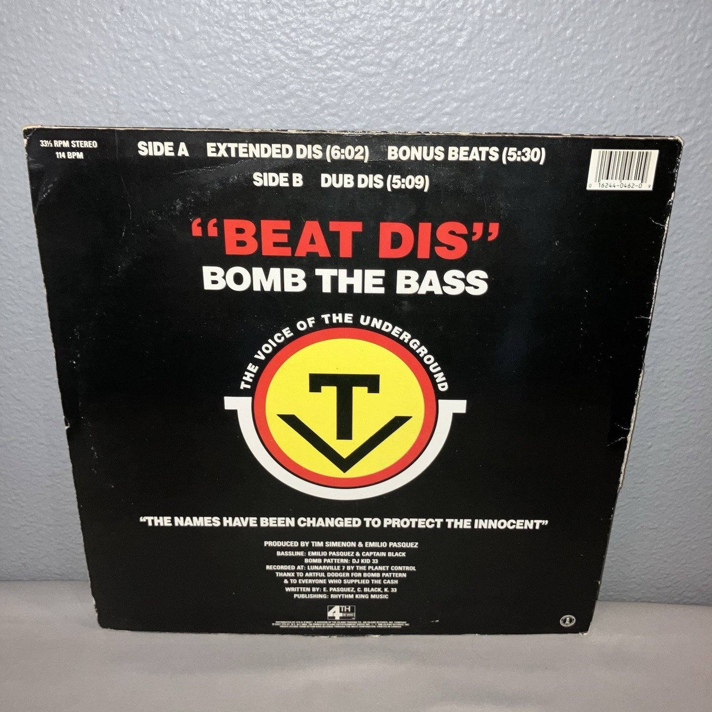 Vinyl Record Bomb The Bass Beat Dis Single 1989 BWAY 462 Scratched But Works