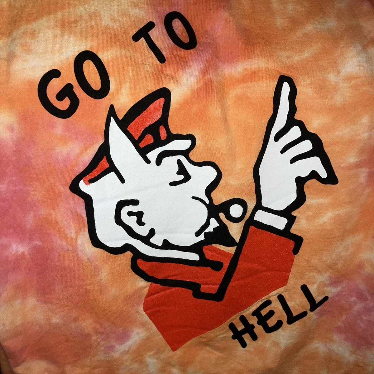 Superrradical Red / Orange Tie Dye XL Size Go To Hell T Shirt Rare Colorway Used