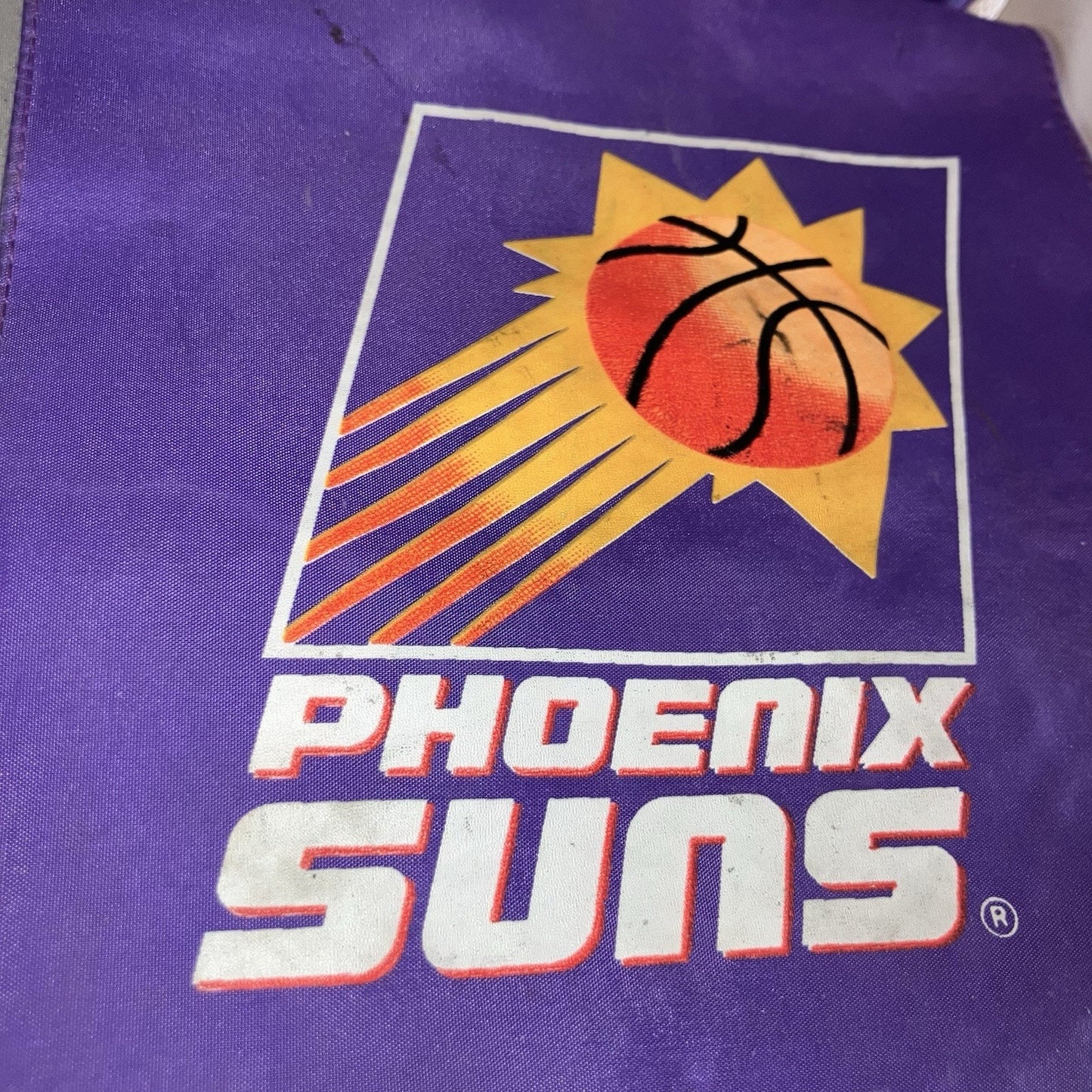 Vintage 90s Phoenix Suns NBA Purple Vinyl Insulated Roll Up Lunch Bag Box Pail