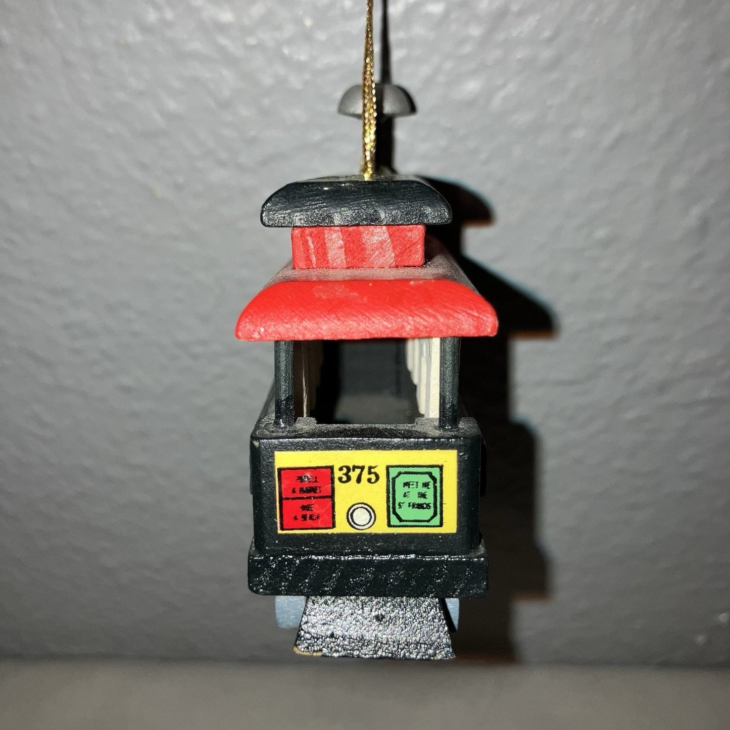 Christmas Ornament San Francisco Cable Trolley Car VTG Wood Powell Market Street