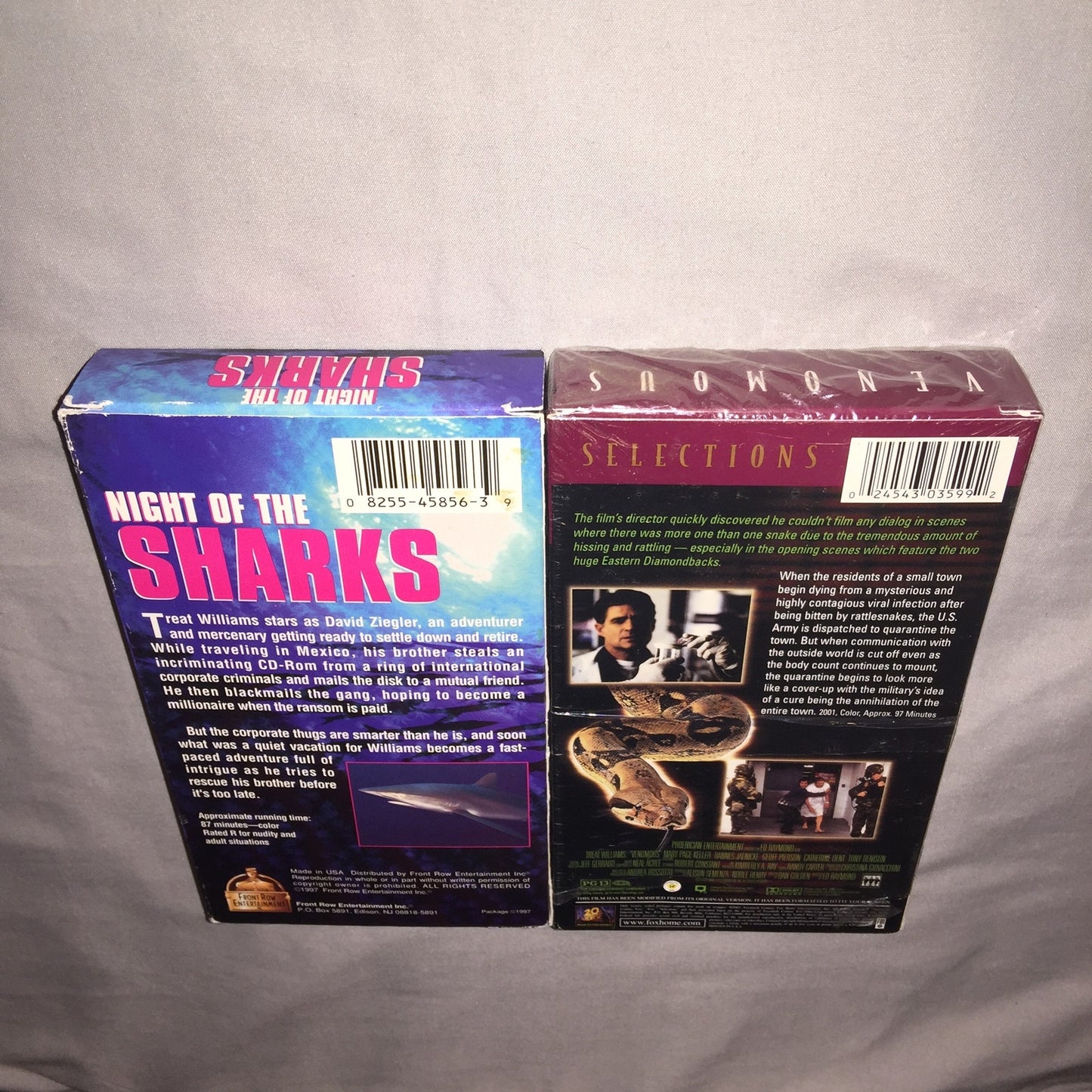 Vhs Used Night of the Sharks / Venomous Treat Williams Tape Lot Cult Horror Lot