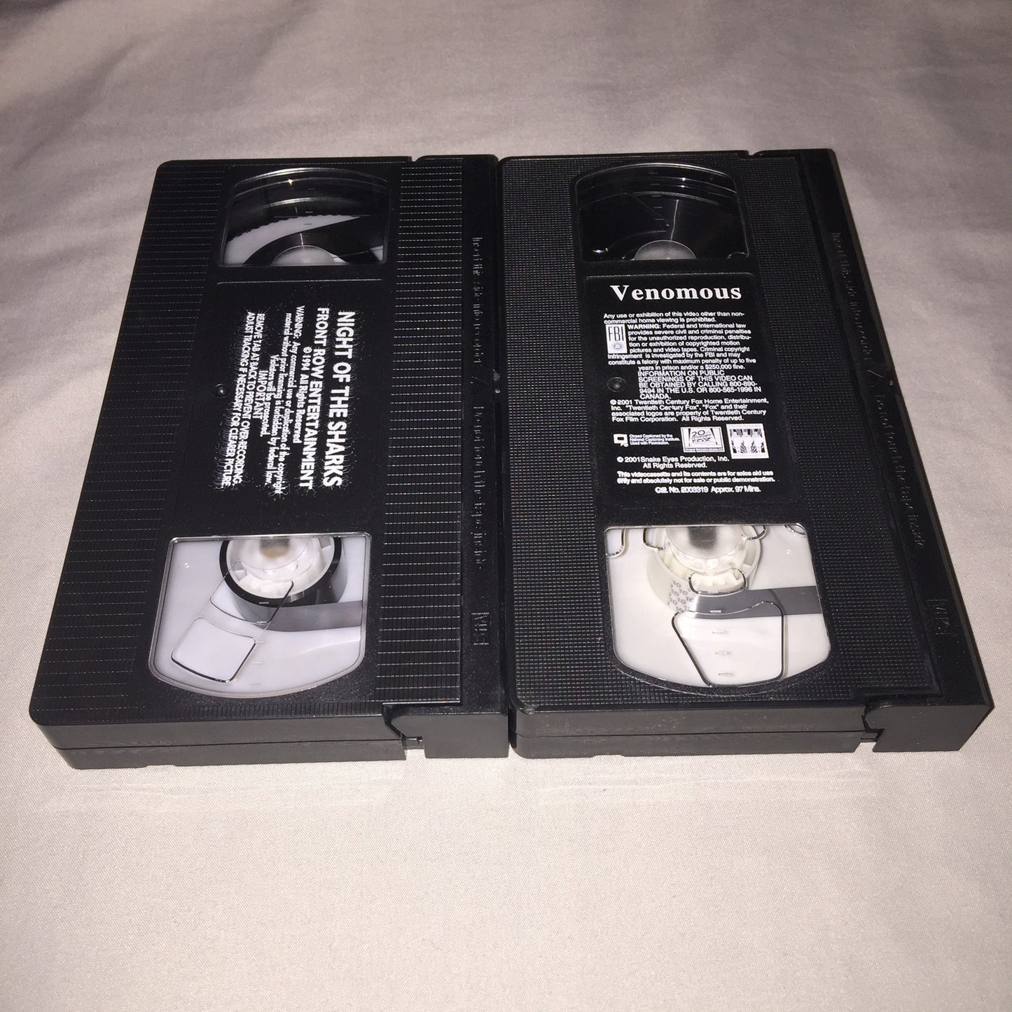 Vhs Used Night of the Sharks / Venomous Treat Williams Tape Lot Cult Horror Lot