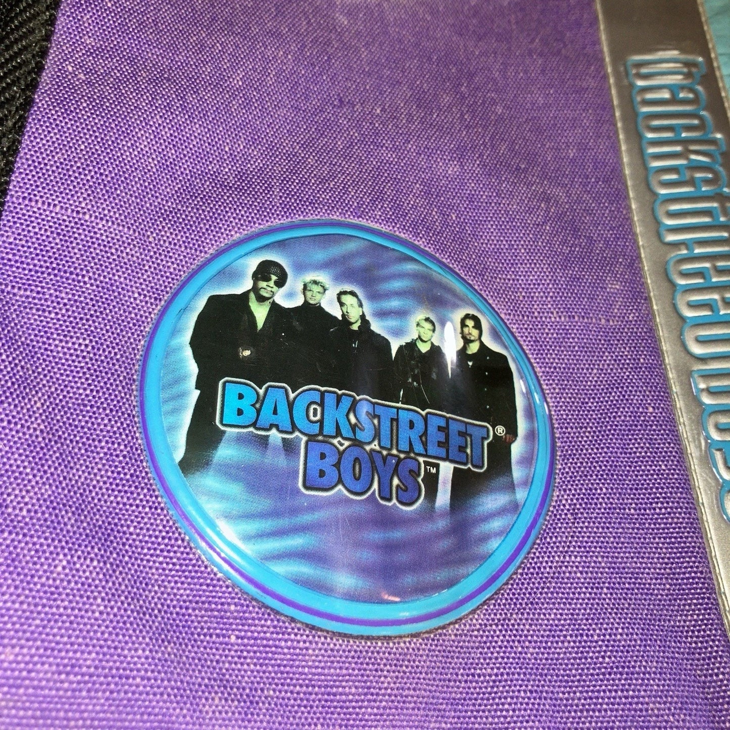 Backstreet Boys Purple Blue Black School Bag Backpack Vintage Used Name Written