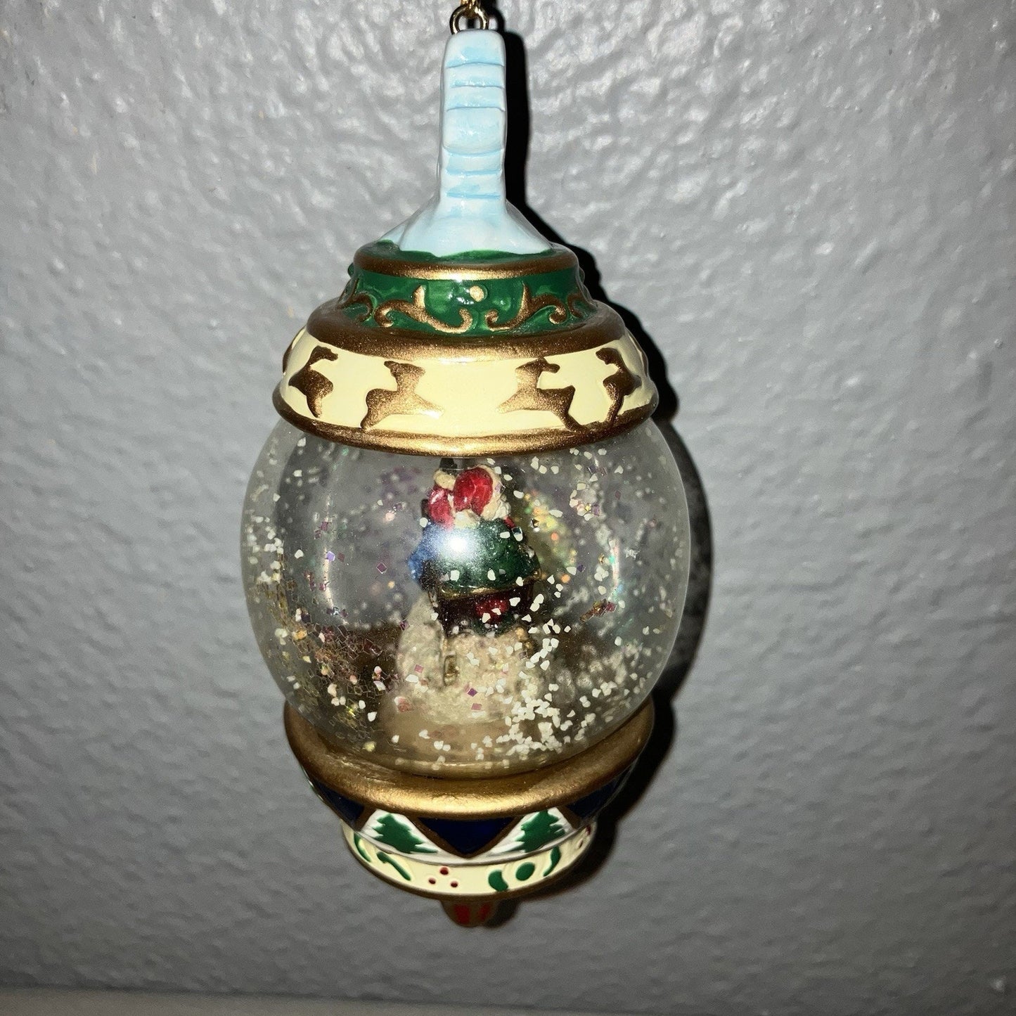 Vintage Kirkland Signature Waterglobe Santa With Gift Sack Ornament Snow Globe
