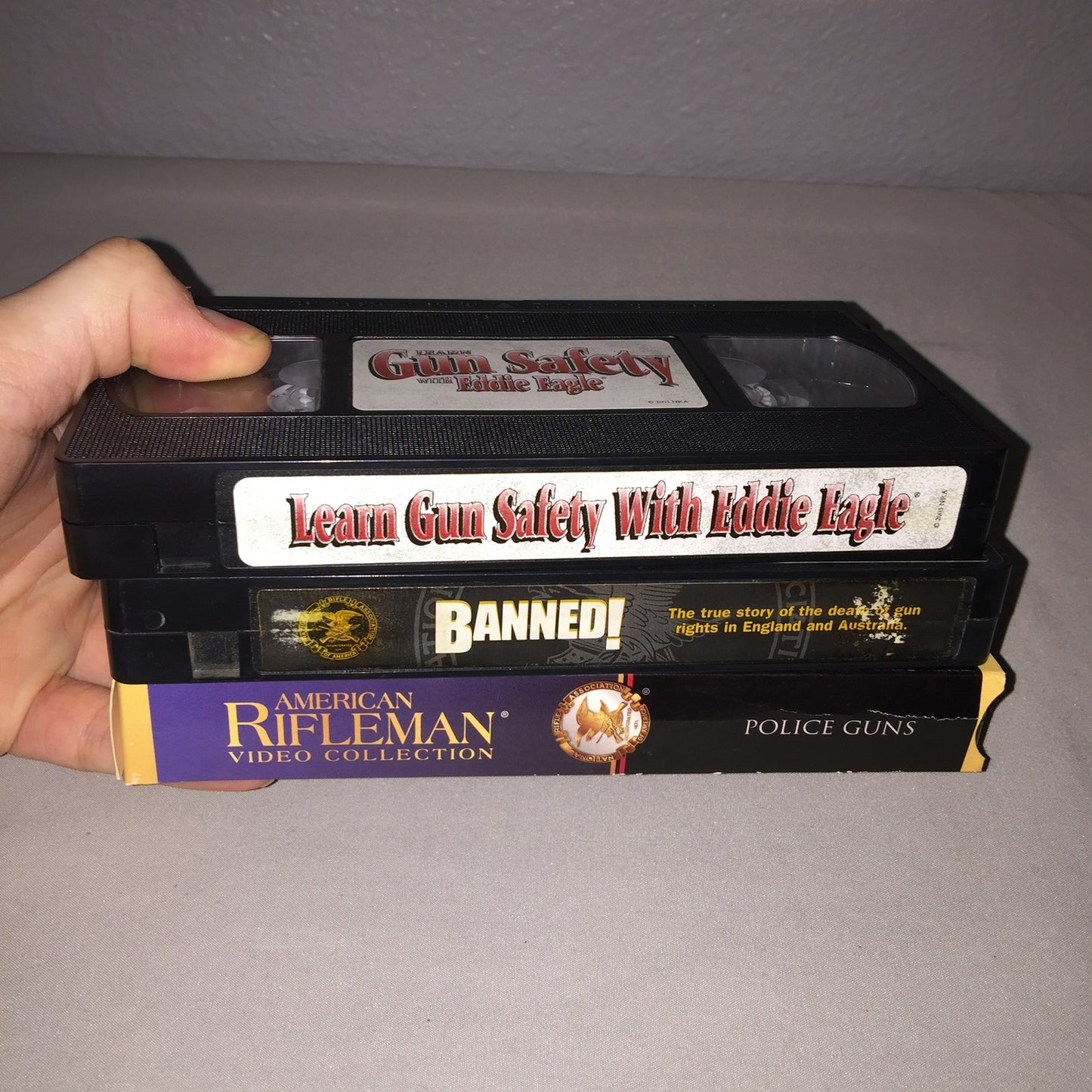 Vhs Used American Rifleman Police Guns / Banned! / Gun Safety With Eddie Eagle
