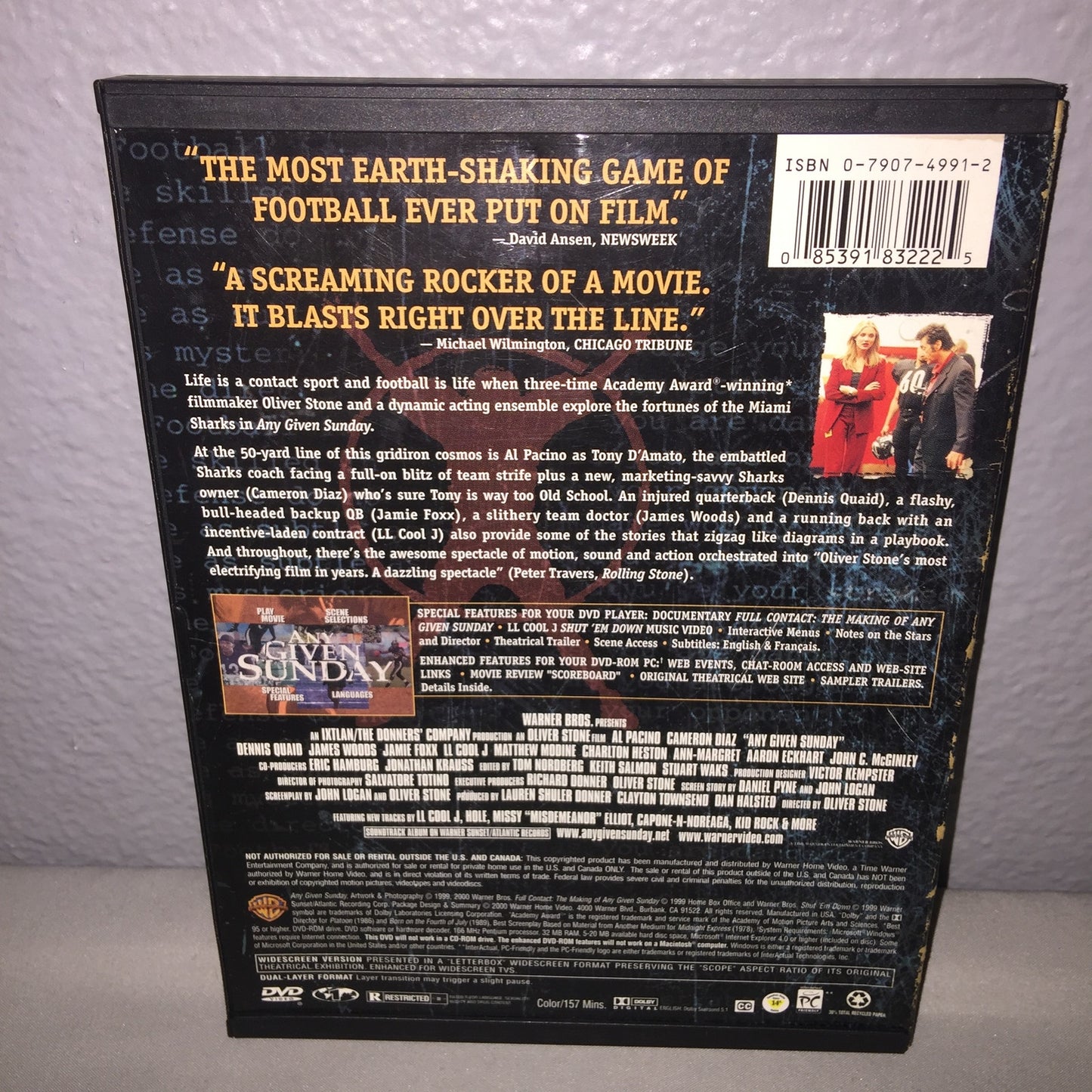 Dvd Used Any Given Sunday Special Director's Cut Star Studded Cast Warner Bros