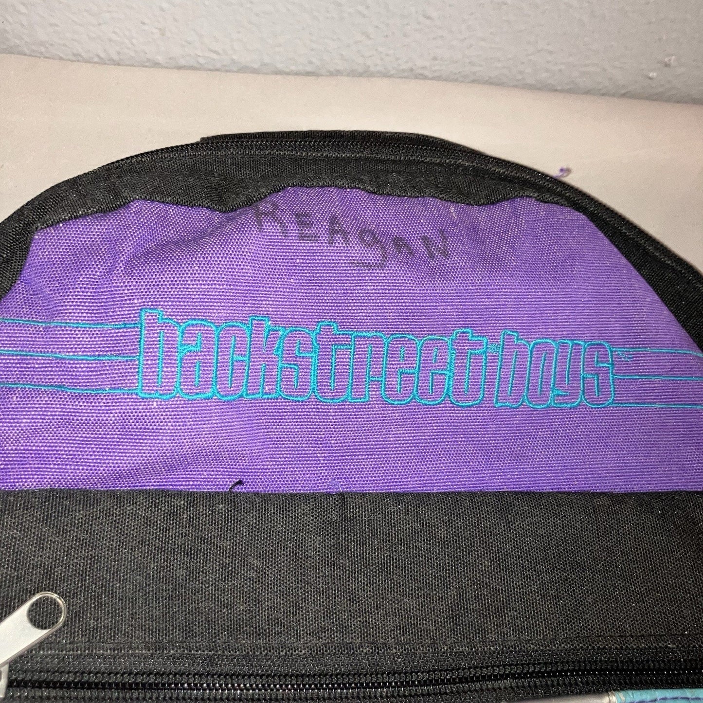 Backstreet Boys Purple Blue Black School Bag Backpack Vintage Used Name Written