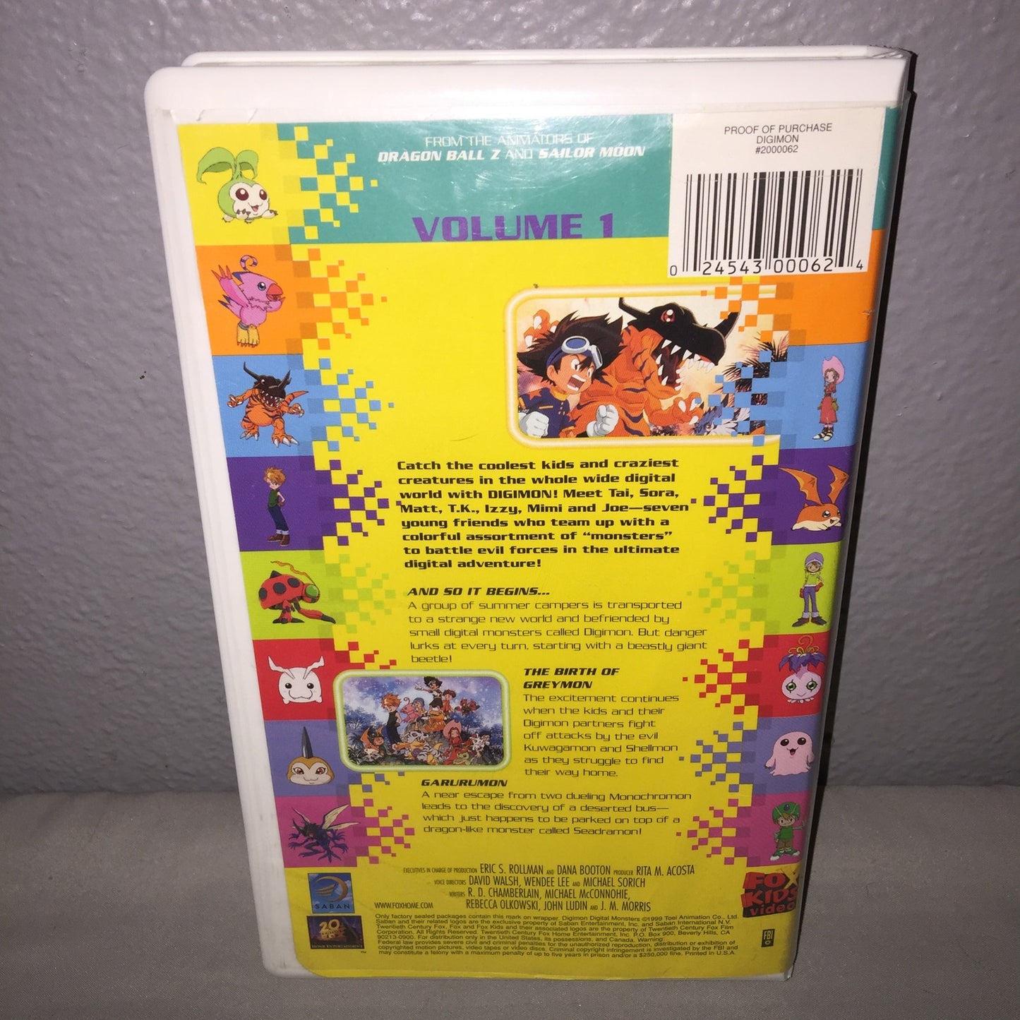 Vhs Used Digimon Season 1 Volume 1 Fox Kids *Replacement Case Only No Vhs Tape*