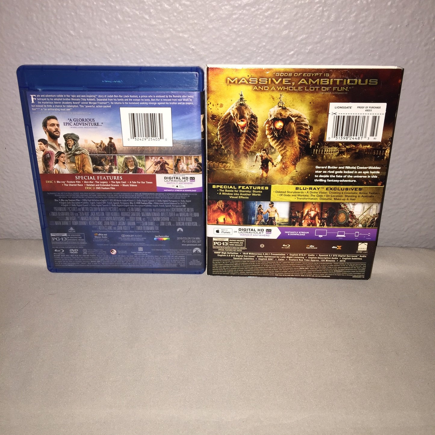Blu-ray / Dvd Used Ben-Hur / Dvd Gods Of Egypt Lot Gerard Butler Coster-Waldau