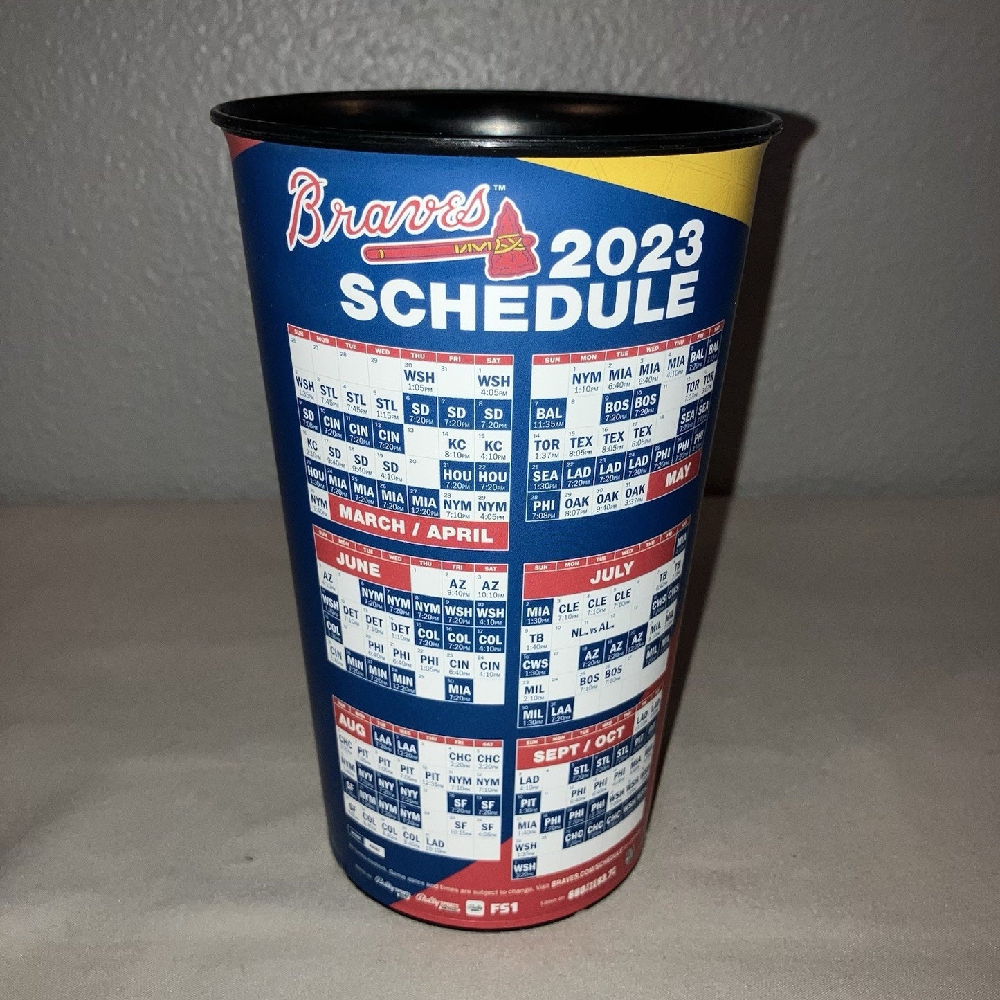 Atlanta Braves Baseball MLB 2023 Schedule Stadium 32oz Souvenir Cup Major League