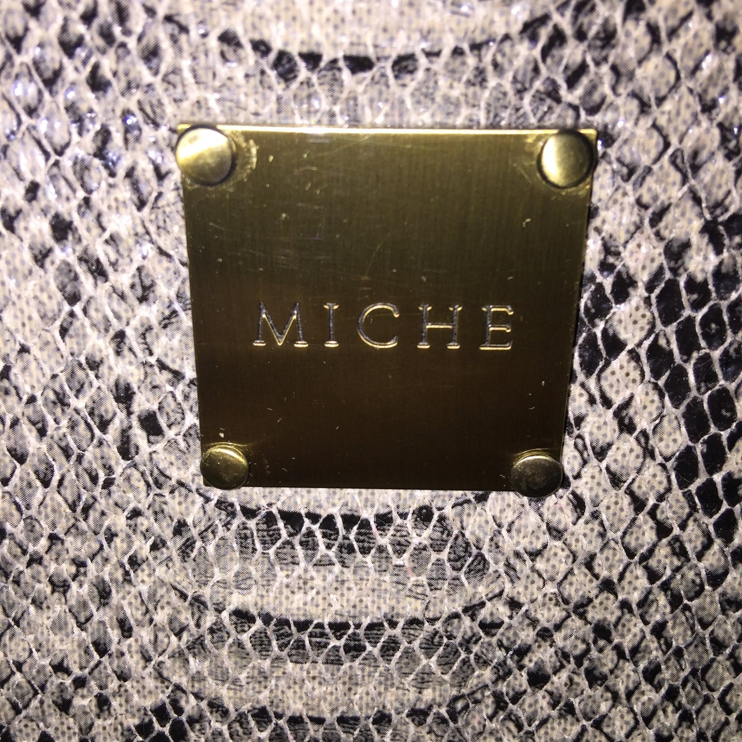 Miche Leslie Retired Faux Snakeskin Animal Print Full Size Tote Purse *Used Bag*