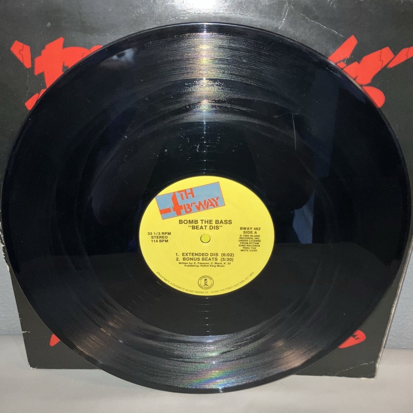 Vinyl Record Bomb The Bass Beat Dis Single 1989 BWAY 462 Scratched But Works