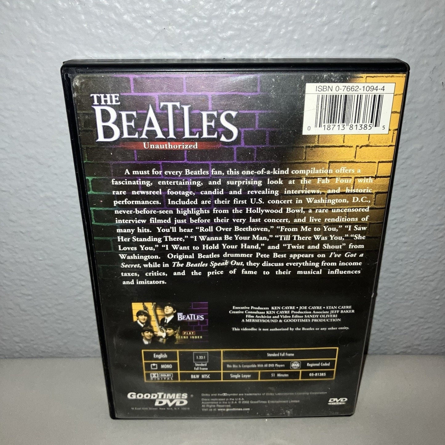 Dvd Case Only The Beatles Unauthorized Replacement Case Or Ship Art For Less