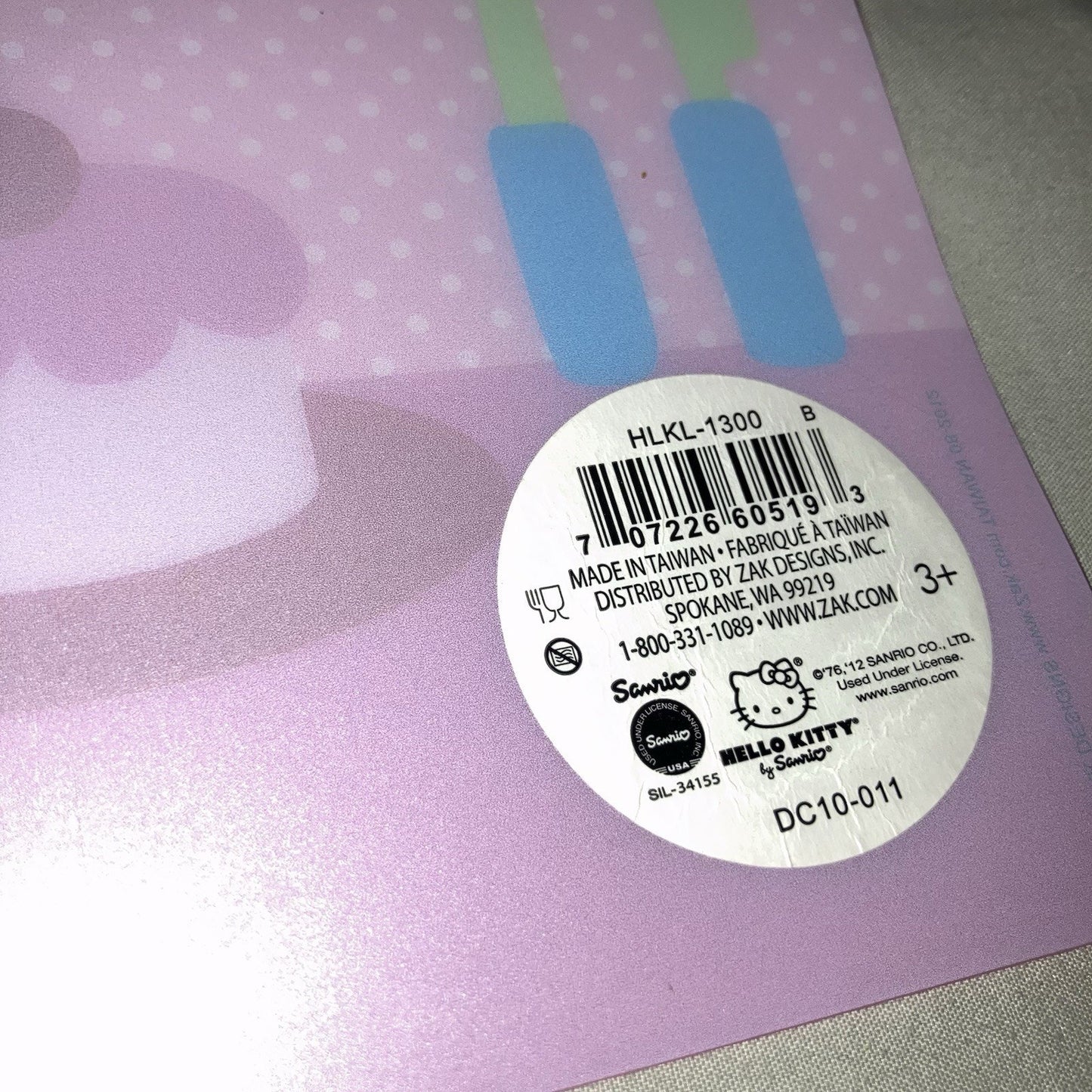 Cutlery Placemat Hello Kitty Sanrio 2012 Single 18” by Zak Zak Design Good Shape