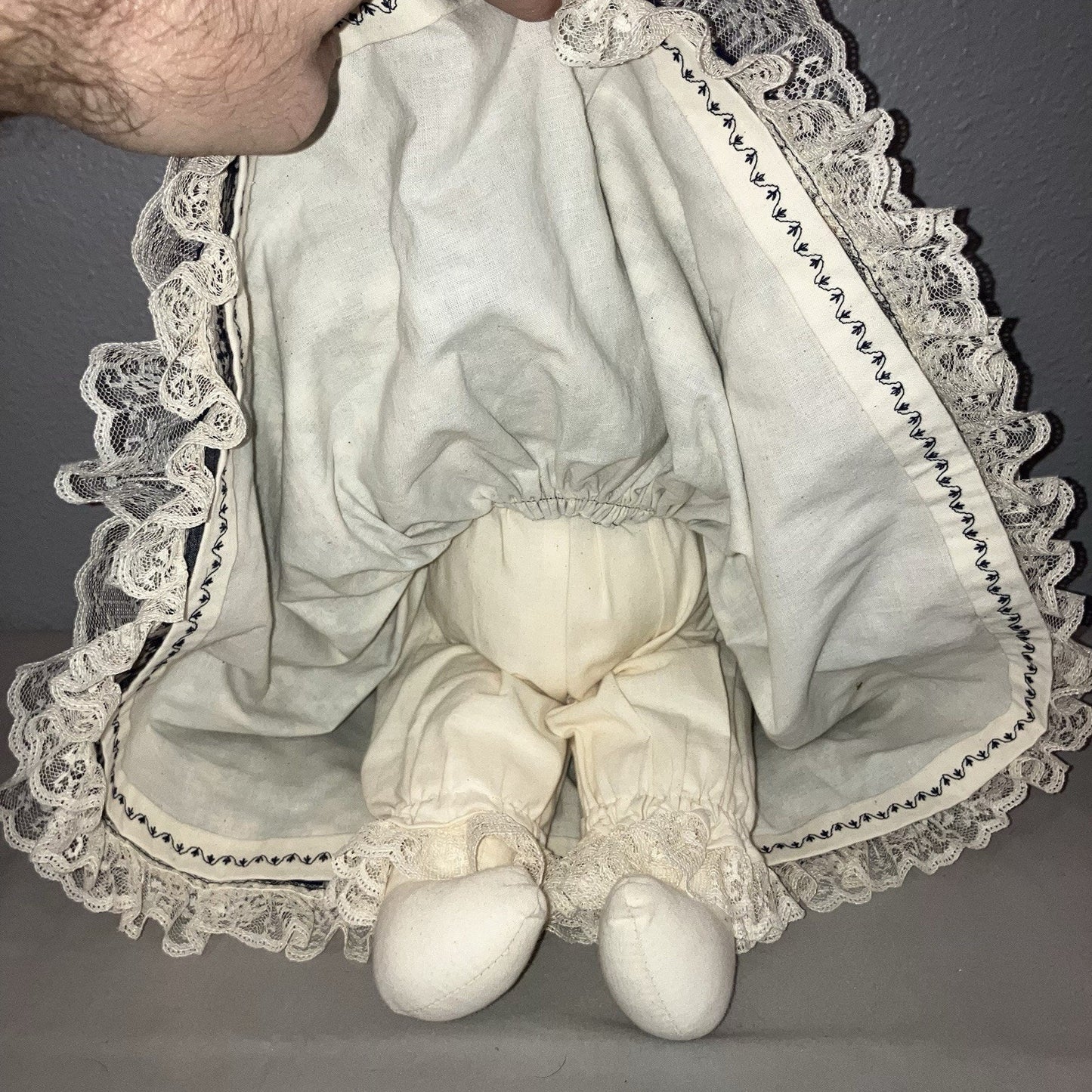 Vintage Handmade Muslin Long Ear Country Bunny Rabbit Woman / Boy Girl Children