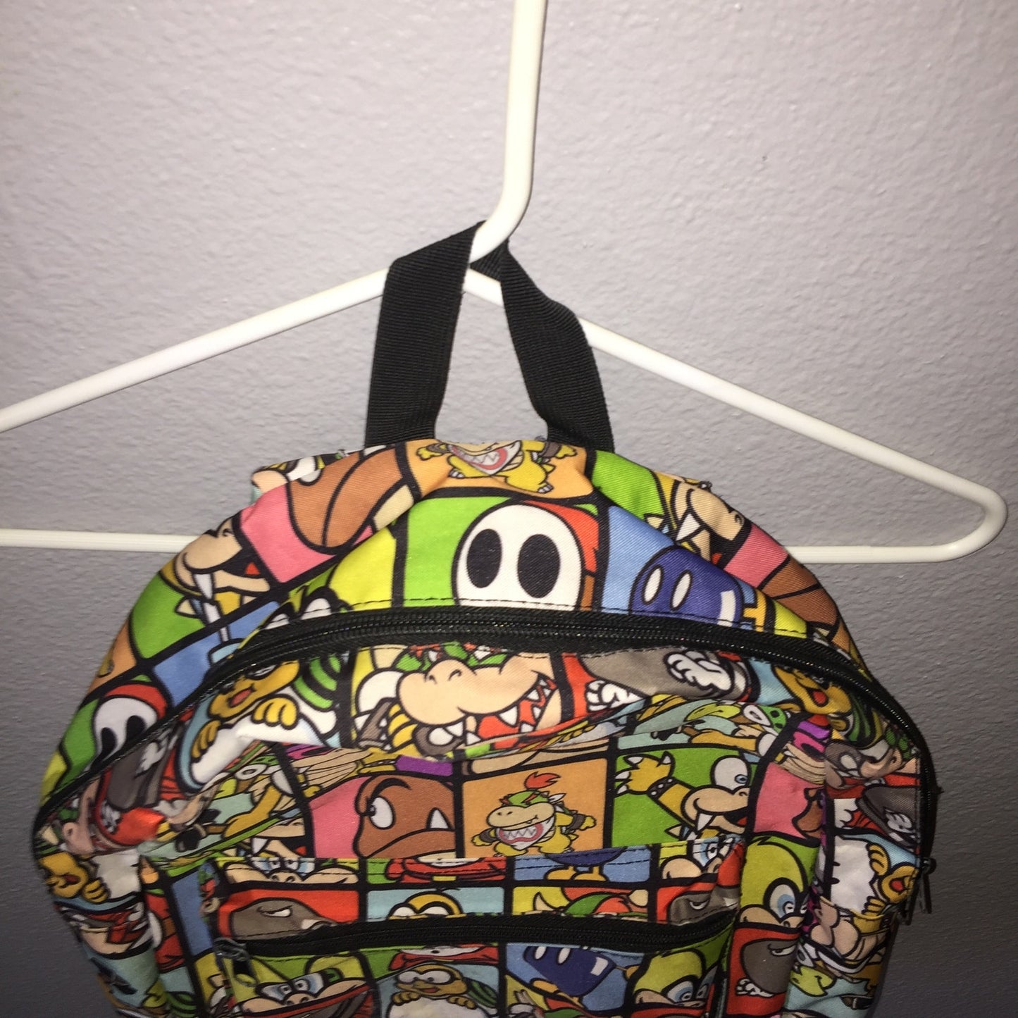 Super Mario Villains Backpack Grid Pop Art Style Full Size School Back Bag Used