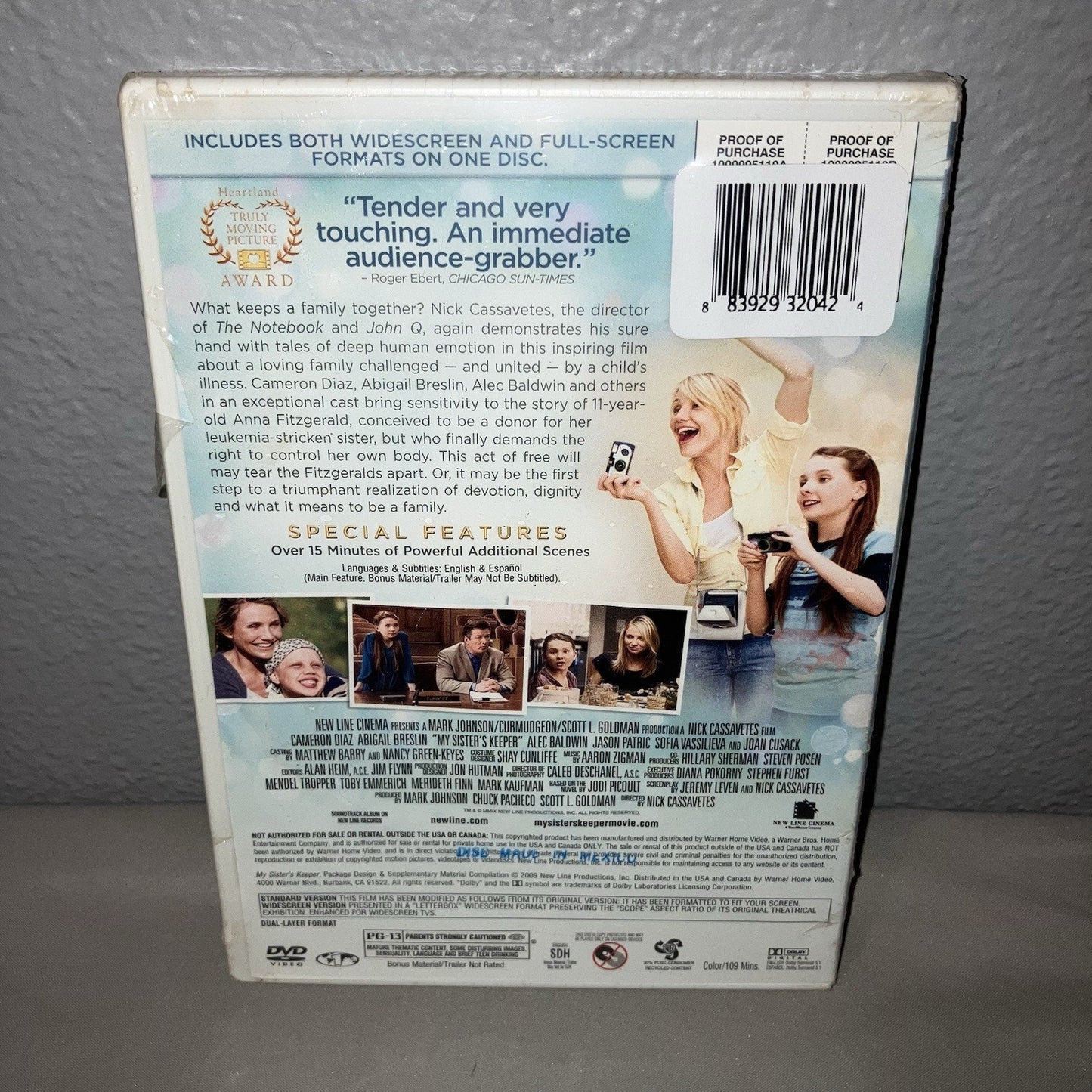 Dvd Sealed New My Sister's Keeper New Line Cinema Cameron Diaz Abigail Breslin