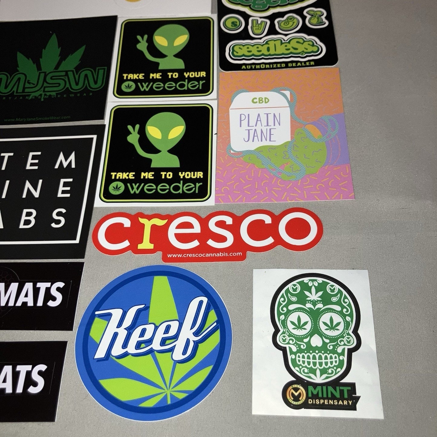 30 Sticker Lot Mmj 420 Brands Seedless Clothing Herbn Legend Dutchie Sap Cresco