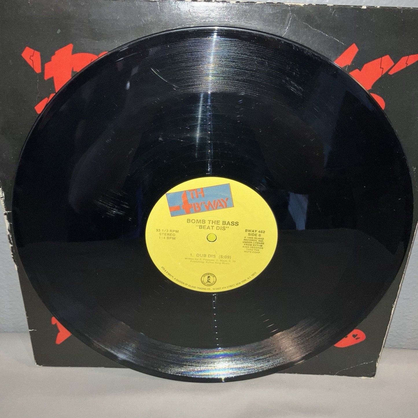 Vinyl Record Bomb The Bass Beat Dis Single 1989 BWAY 462 Scratched But Works