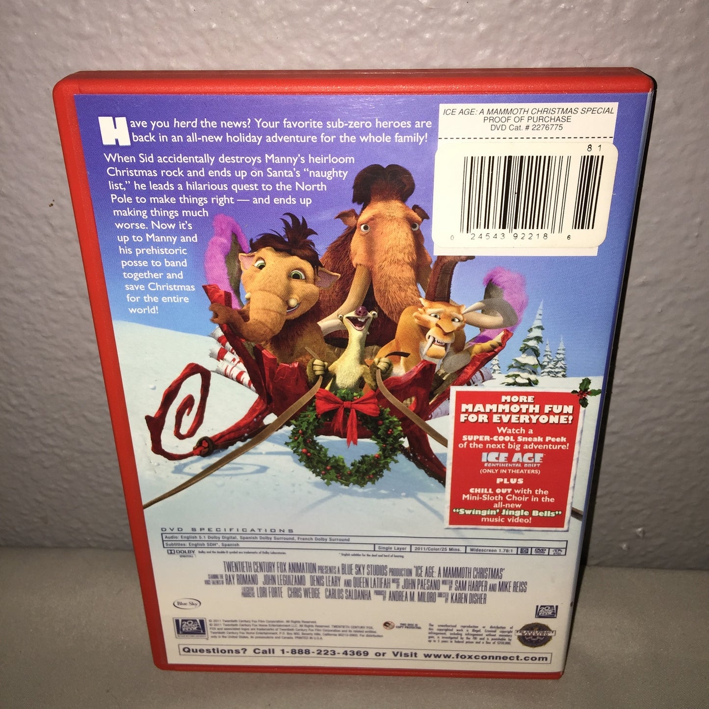 Xmas Dvd Used Ice Age A Mammoth Christmas Special Holiday 1Disc 20th Century Fox