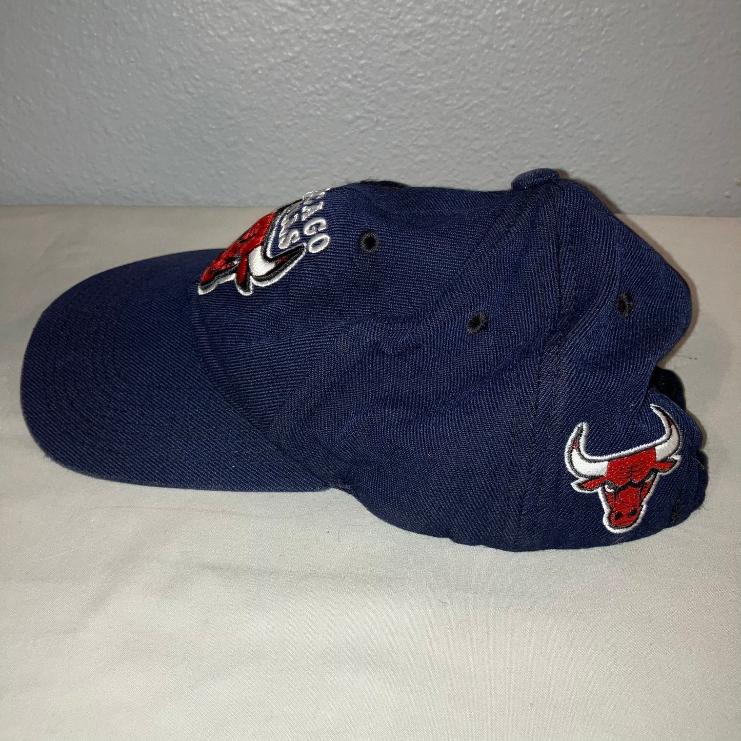 Chicago Bulls 90's The G Cap Hat Navy Blue Vintage Wool Blend Strapback *Used*