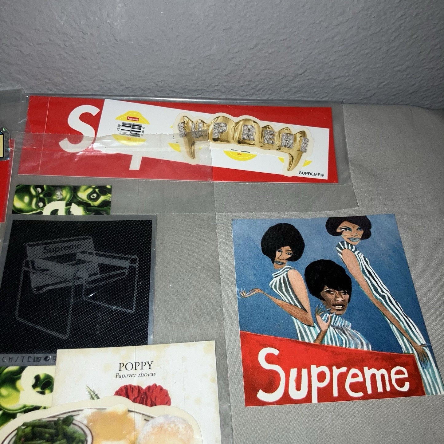 Supreme Sticker Collection Lot Liquid Skulls Box Logo Wu-tang Bible Poppy Seeds