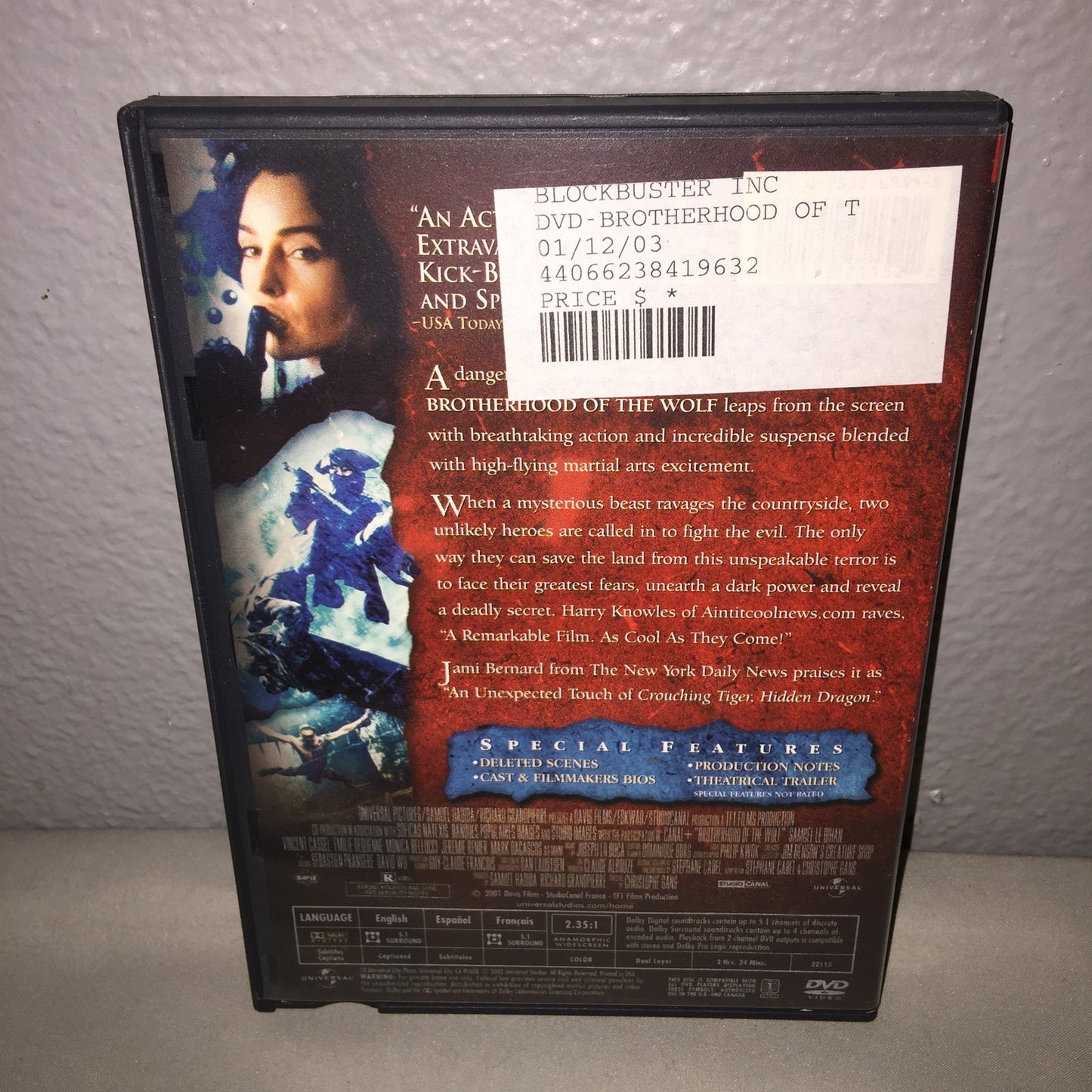 Dvd Used Brotherhood Of The Wolf Movie W Special Feats Blockbuster Pre-viewed