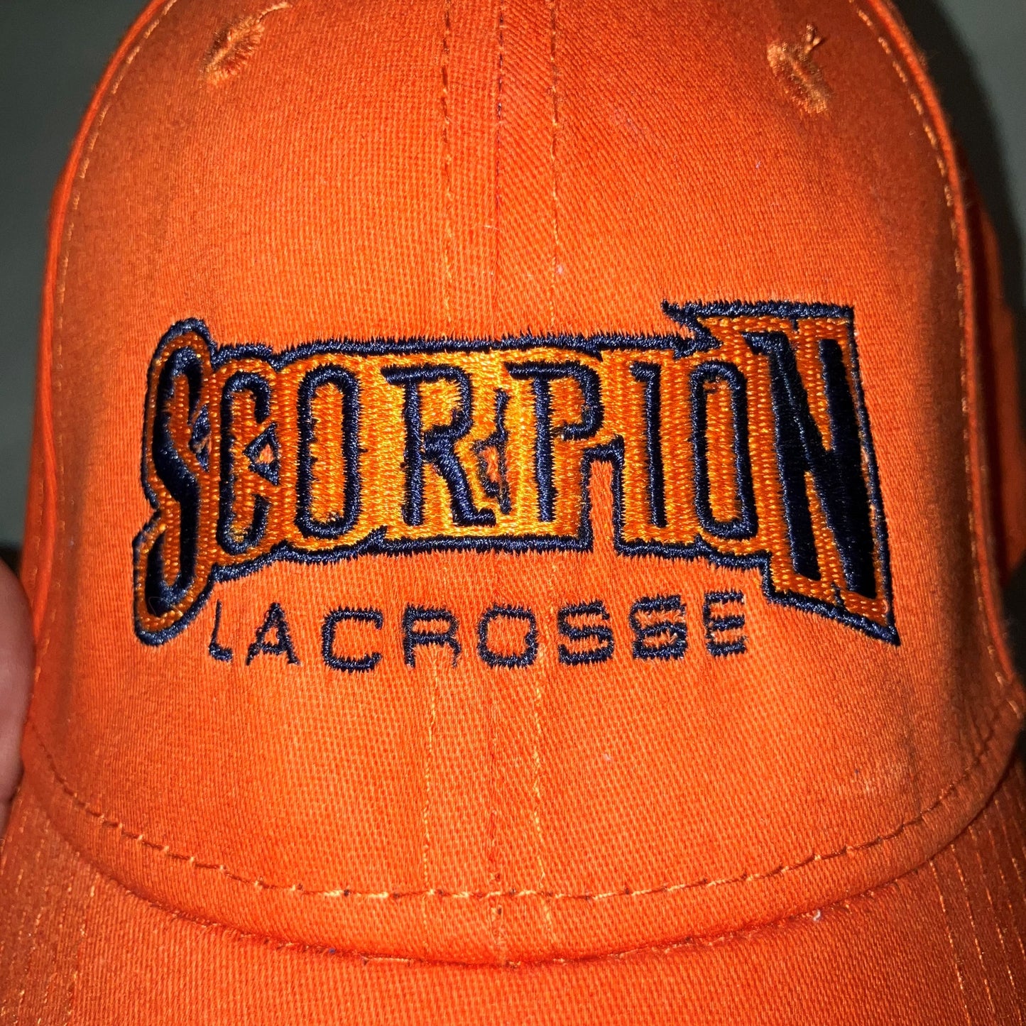 Hat Scorpion Lacrosse Orange Ball Cap 2012 New Era Small - Medium 39Thirty Used