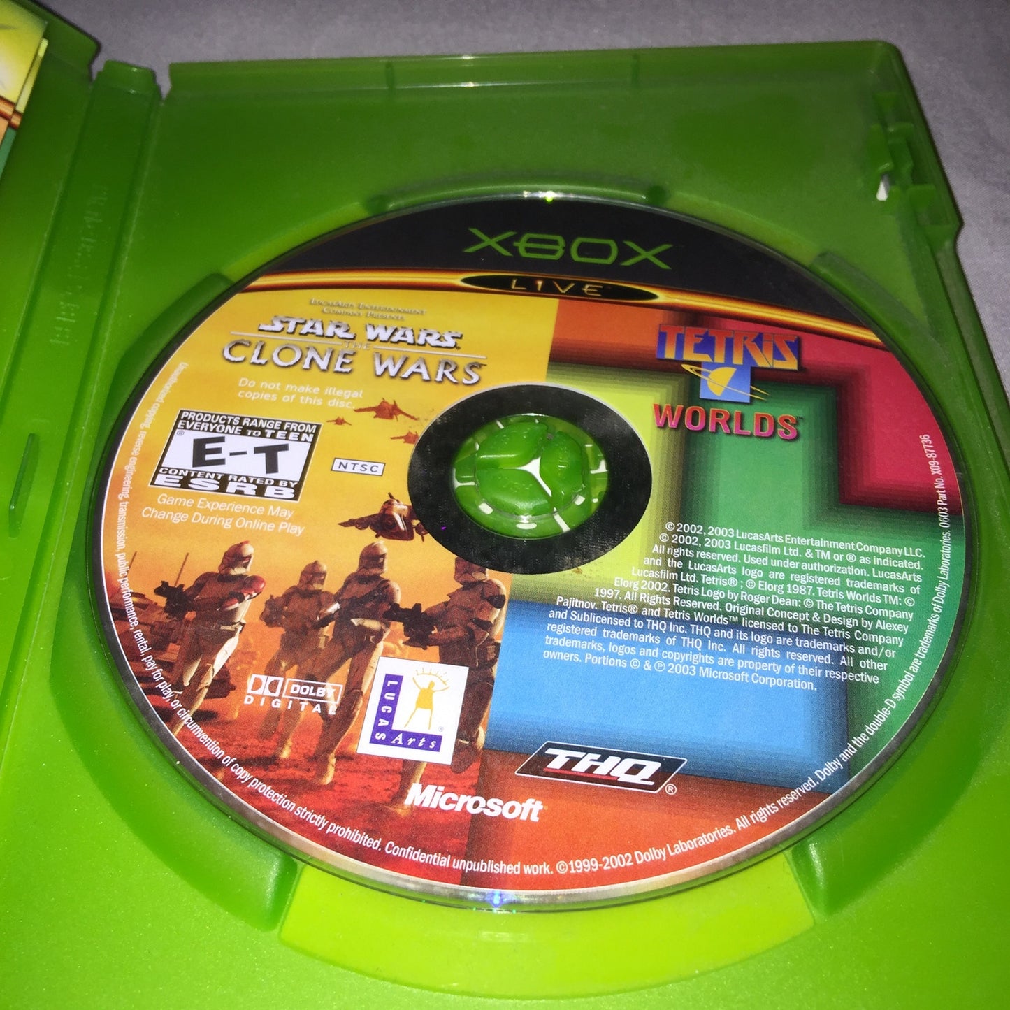 Xbox Star Wars Knights of the Old Republic / The Clone Wars / Tetris Tested Used