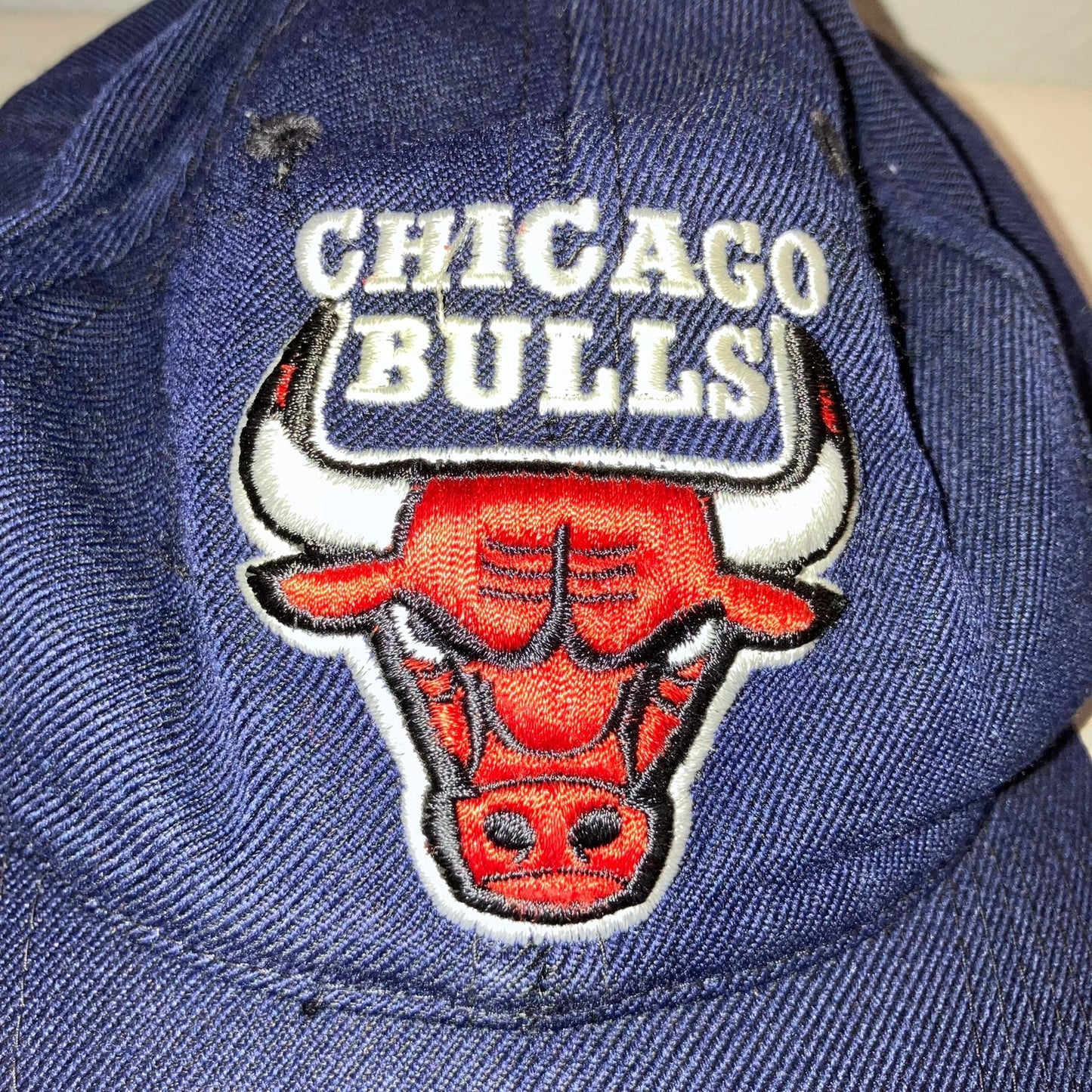 Chicago Bulls 90's The G Cap Hat Navy Blue Vintage Wool Blend Strapback *Used*