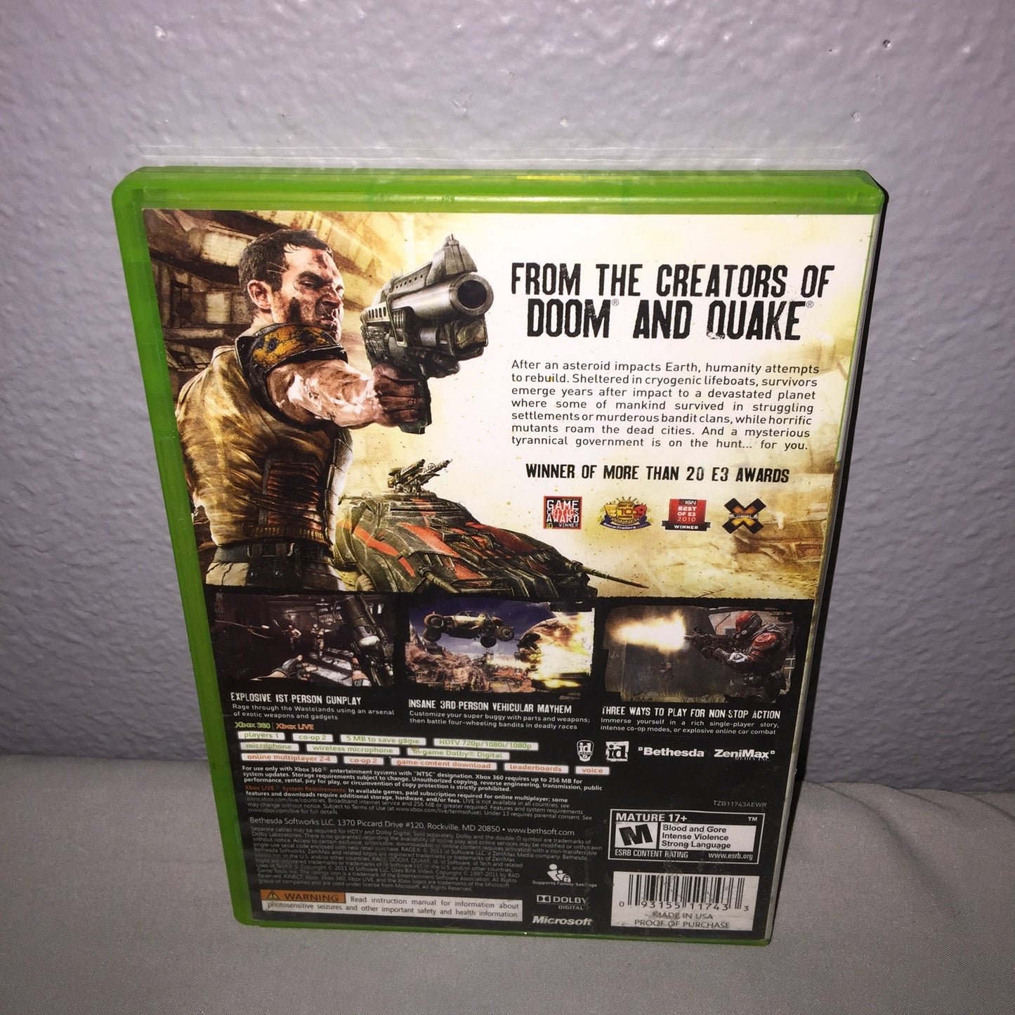 Xbox 360 Rage Anarchy Edition Game id Bethesda All 3 Discs Tested No Manual