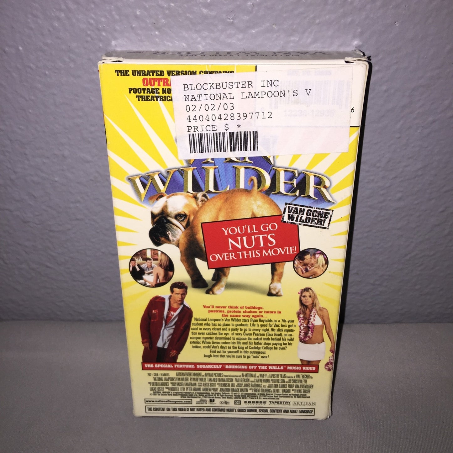 Vhs Used Van Wilder Tape Blockbuster Pre-Viewed Version Ryan Reynolds Artisan