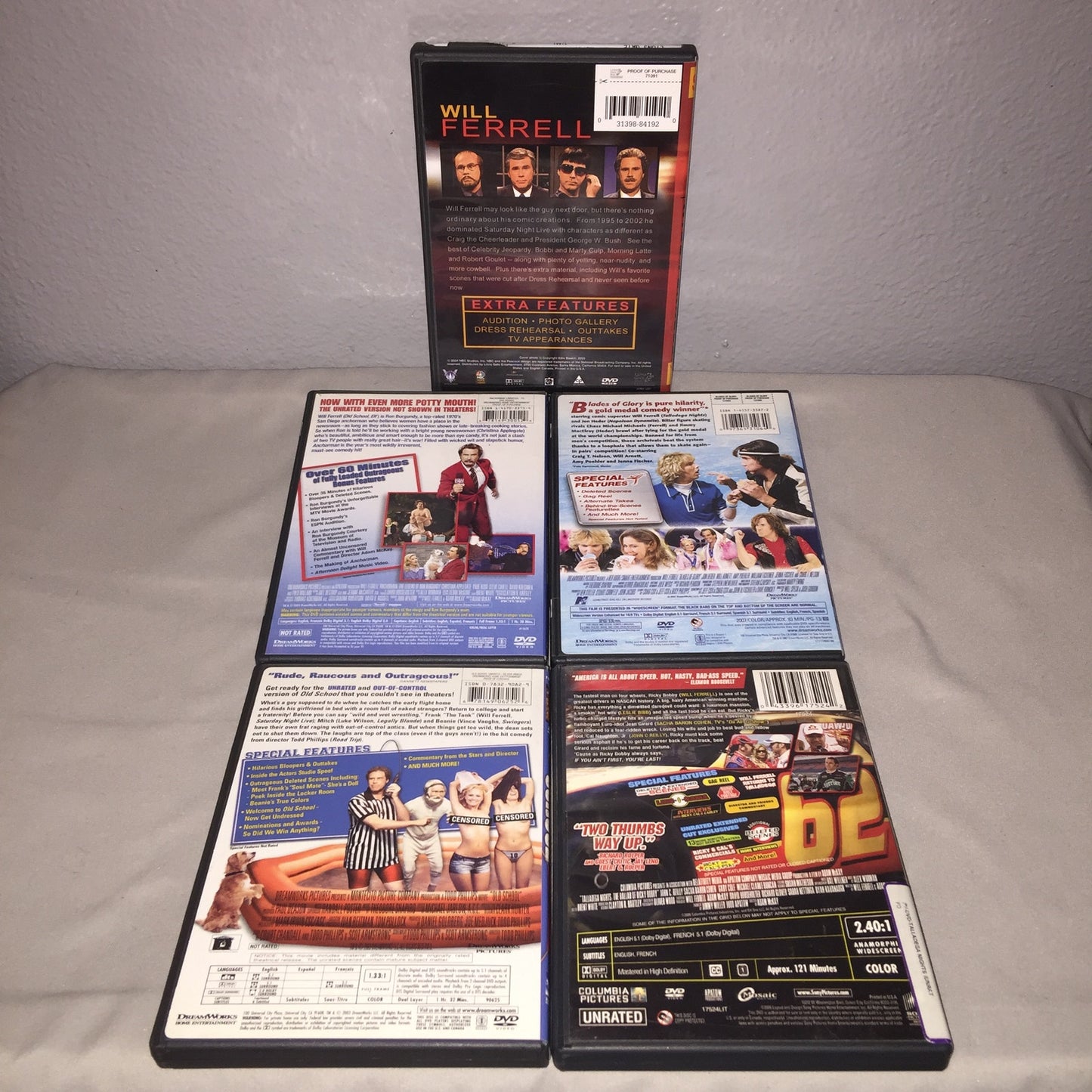 Dvd Will Ferrell Snl / Anchorman / Blades Of Glory / Old School Talladega Nights