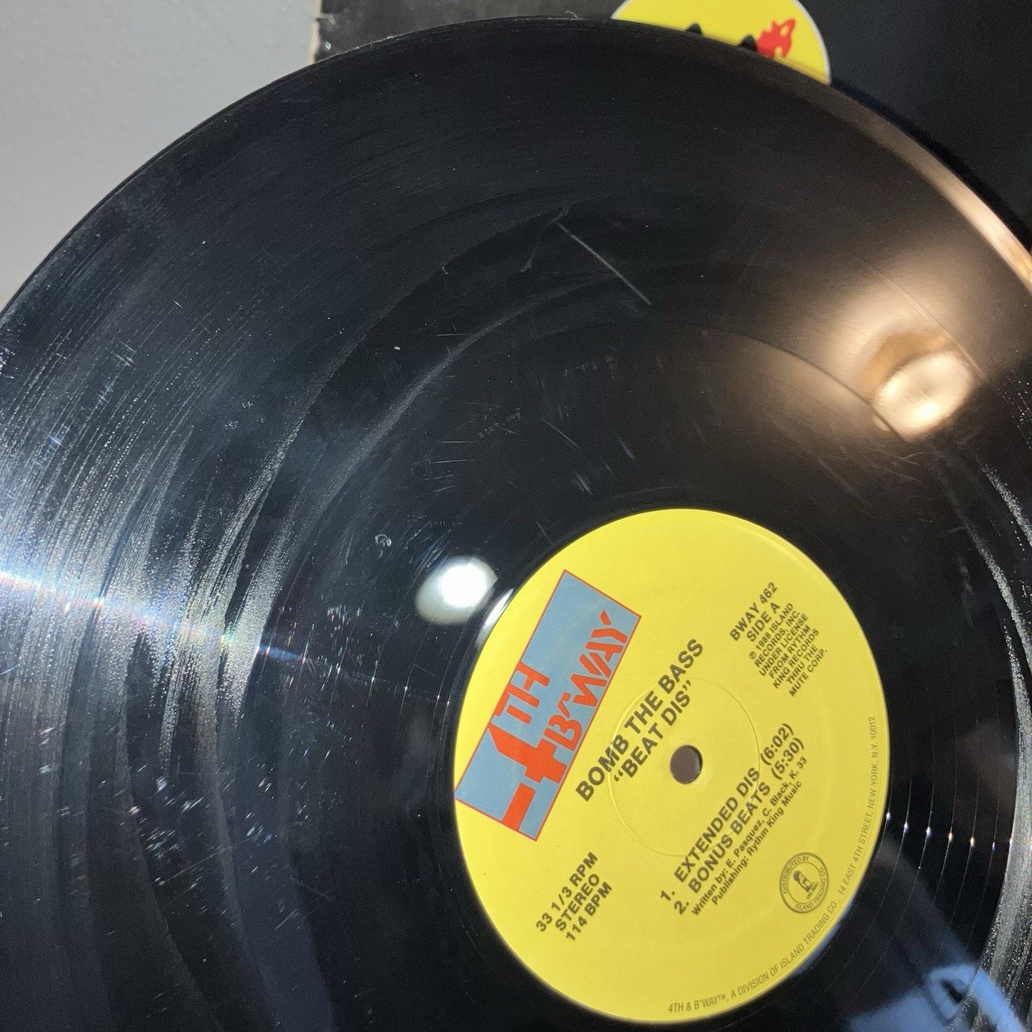 Vinyl Record Bomb The Bass Beat Dis Single 1989 BWAY 462 Scratched But Works