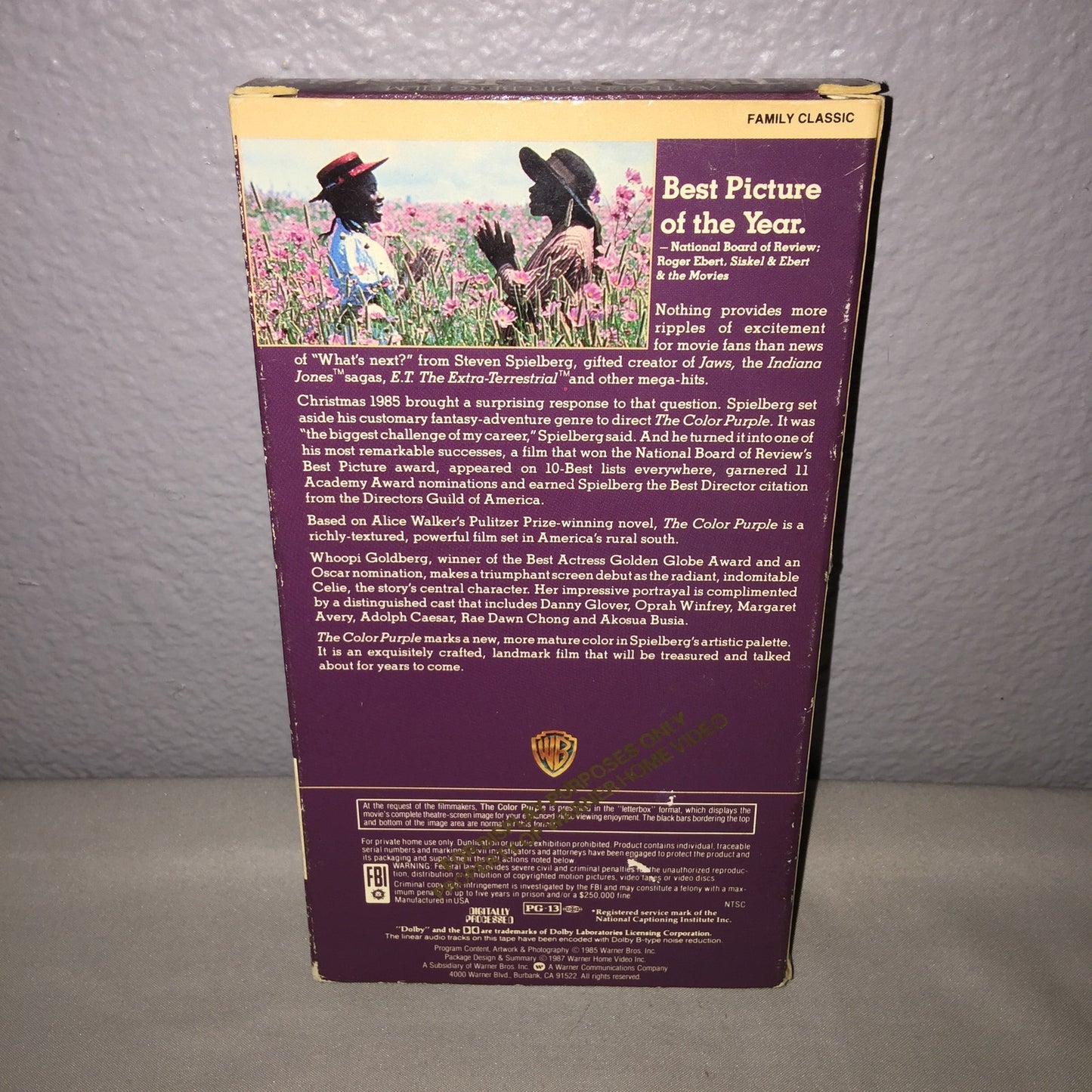 Vhs Used The Color Purple *Screener* Preview Tape For Display Purposes Only Wb
