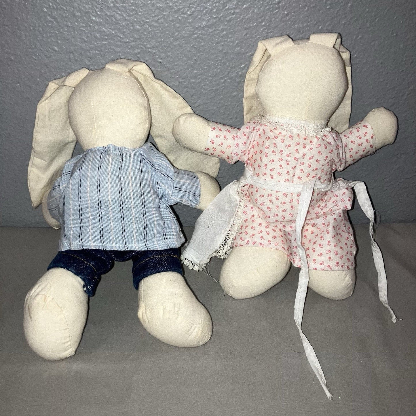 Vintage Handmade Muslin Long Ear Country Bunny Rabbit Woman / Boy Girl Children