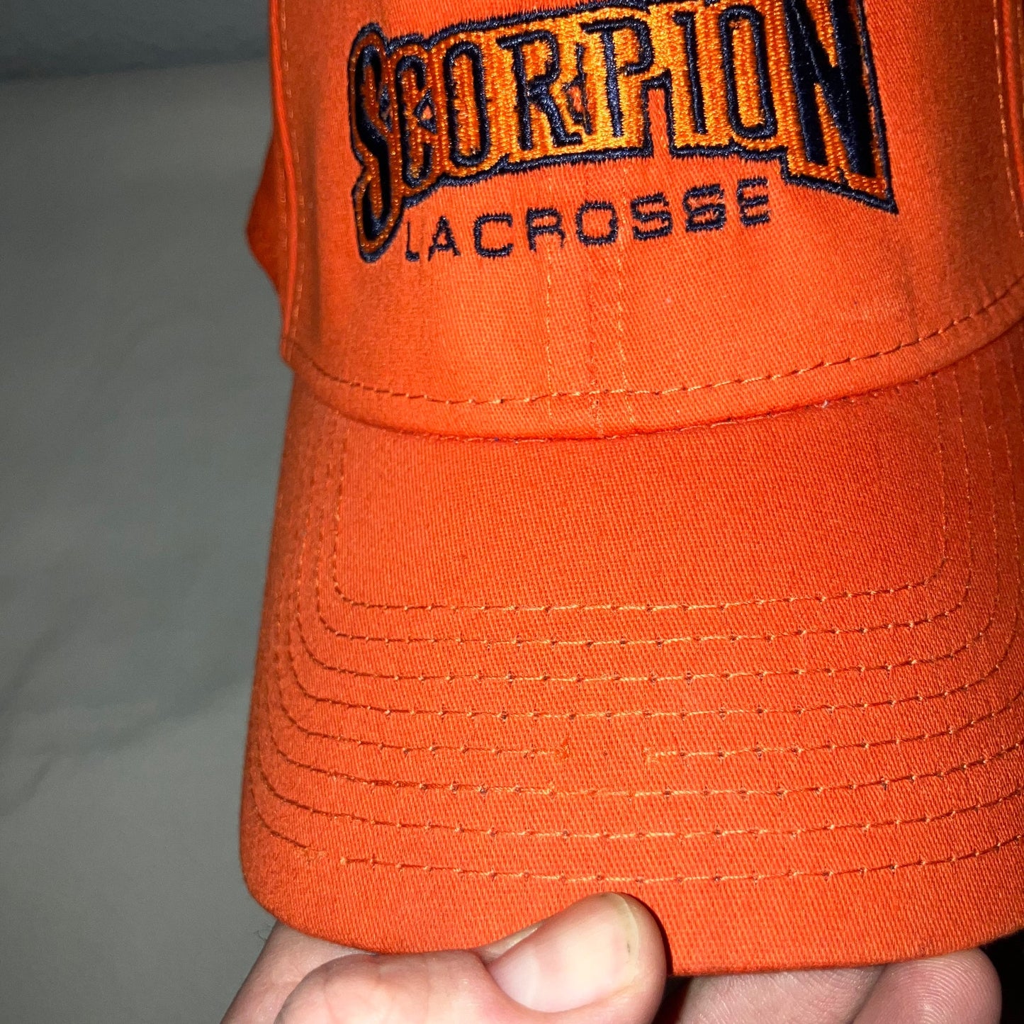 Scorpion Lacrosse Orange Ball Cap Hat 2012 New Era Small - Medium 39Thirty *Used