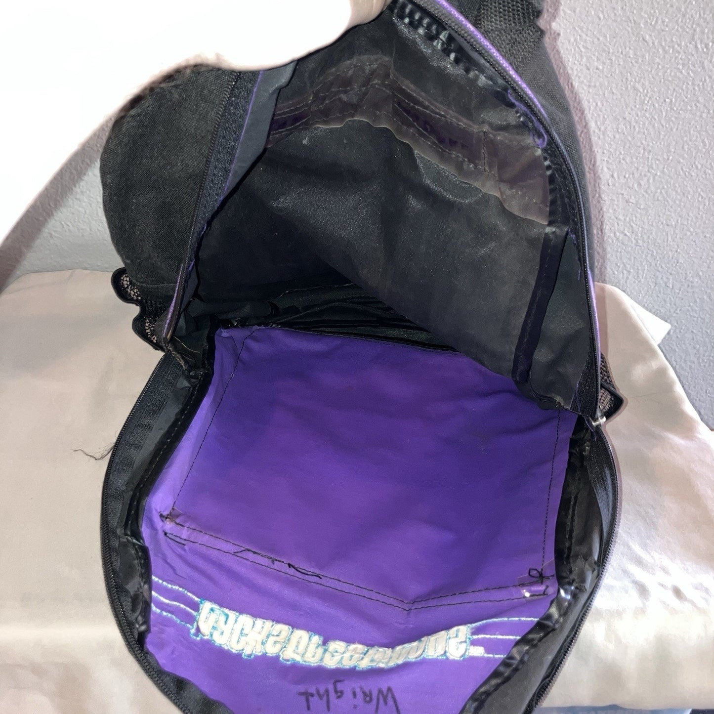 Backstreet Boys Purple Blue Black School Bag Backpack Vintage Used Name Written