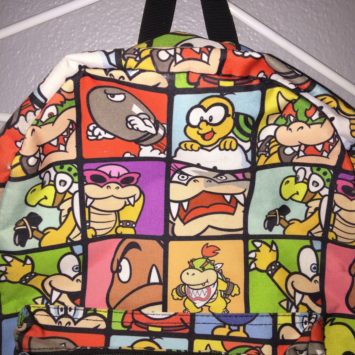 Super Mario Villains Backpack Grid Pop Art Style Full Size School Back Bag Used