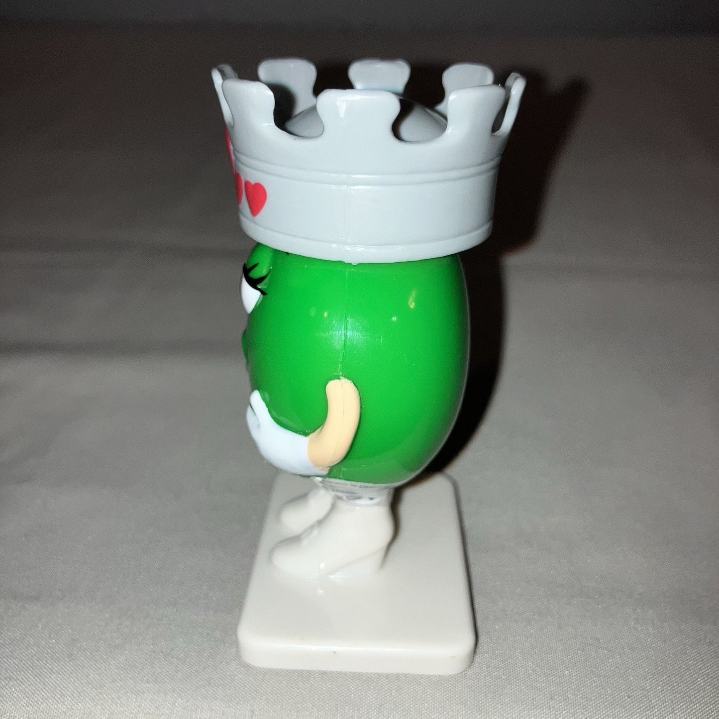 Vintage Valentines M&M Green Empty Hollow Figurine W Crown / Hearts Good Shape