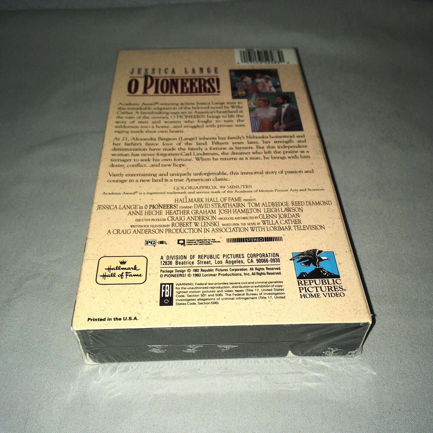 Vhs Sealed New Nwt O Pioneers! Hallmark Hall Of Fame Jessica Lange Republic Pics