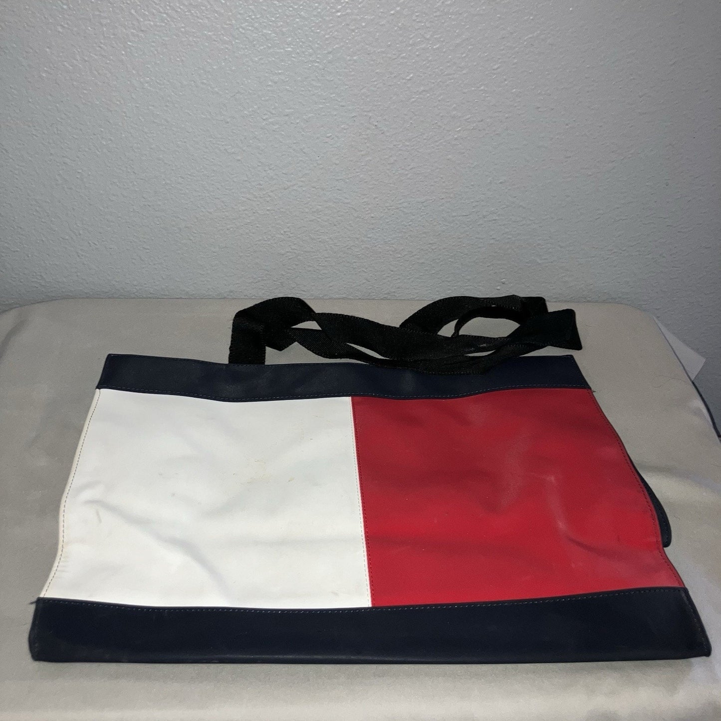 Tommy Hilfiger Flag Logo Very Big Large Tote Purse Bag Used In Good Condition
