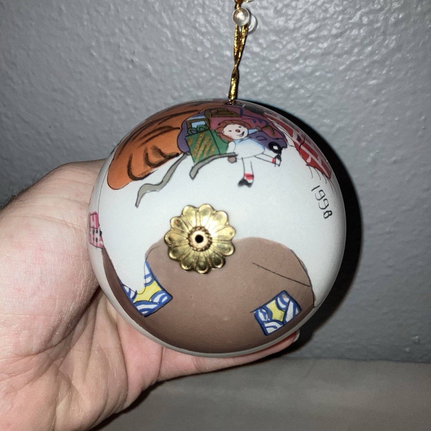 Christmas Ornament Li Bien 1998 Santa Claus Sleigh Reindeer Delivering Presents