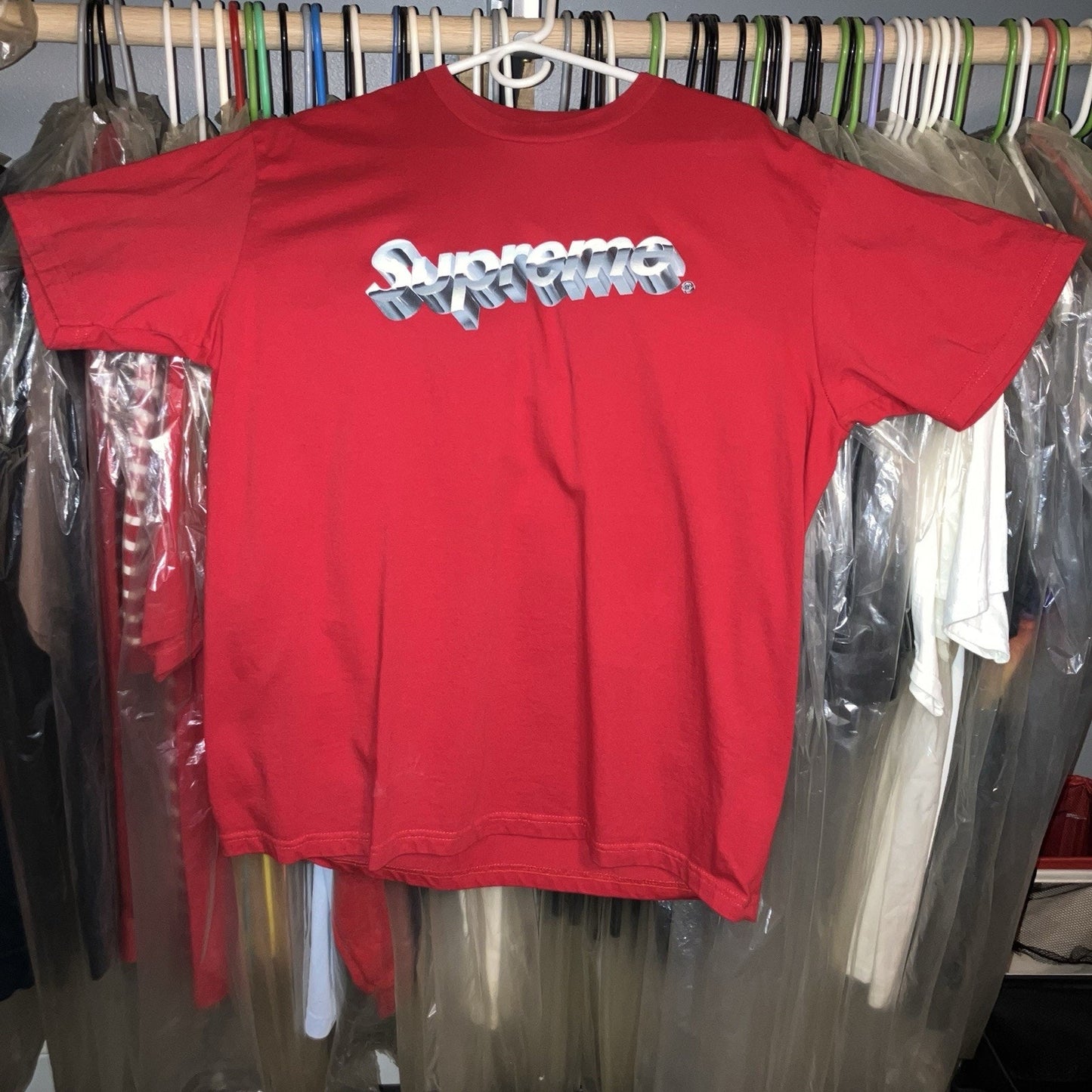 Supreme Chrome Logo Red Large T Shirt Great Condition Near Perfect Worn Twice