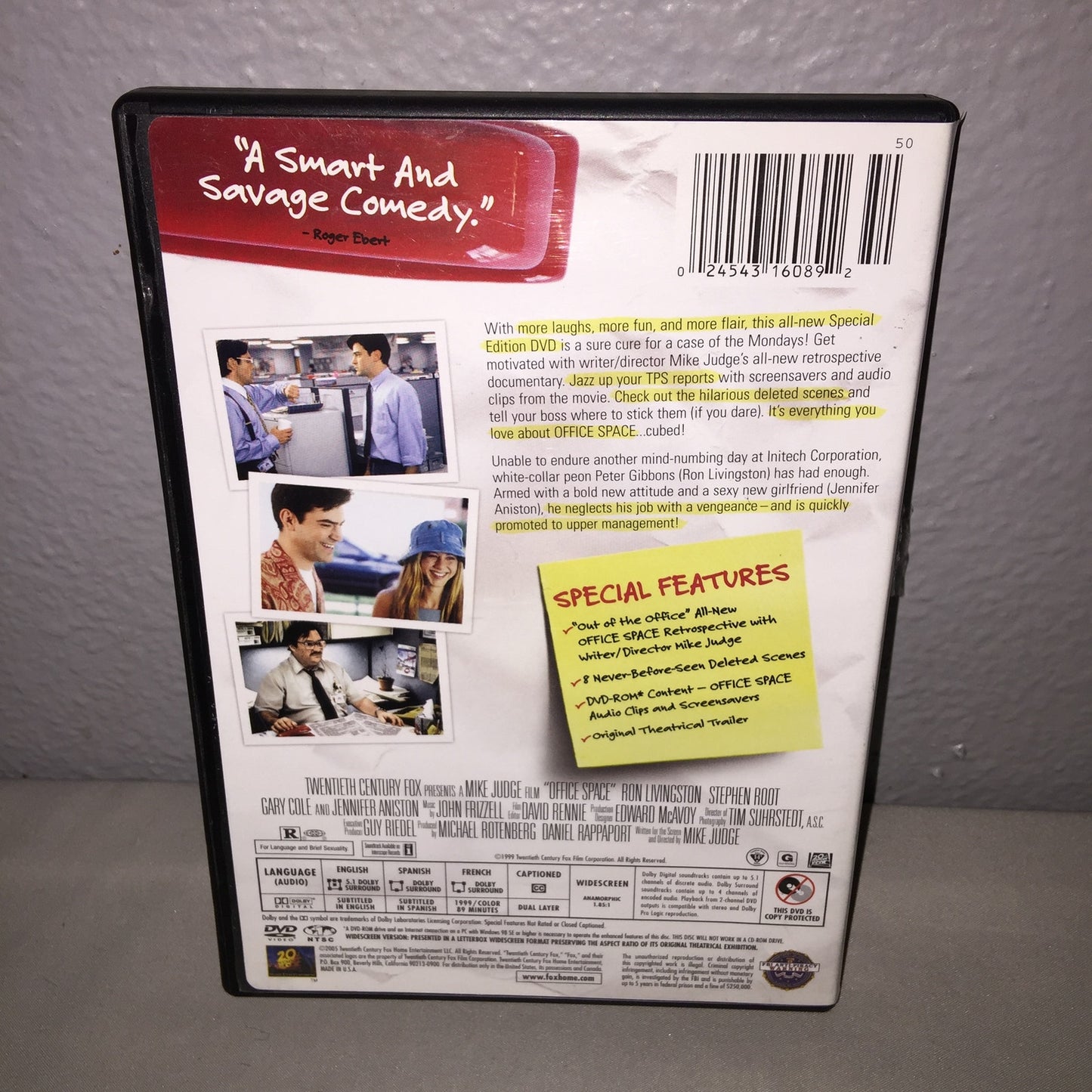 Dvd Used Office Space Special Edition One Disc Jennifer Aniston Ron Livingston