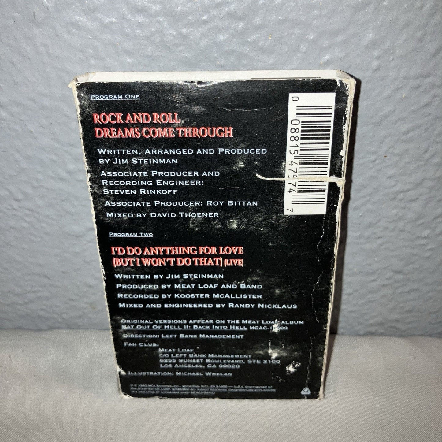 Tape Used Meat Loaf Rock And Roll Dreams Come Through Cassette 1 Single 1 Live